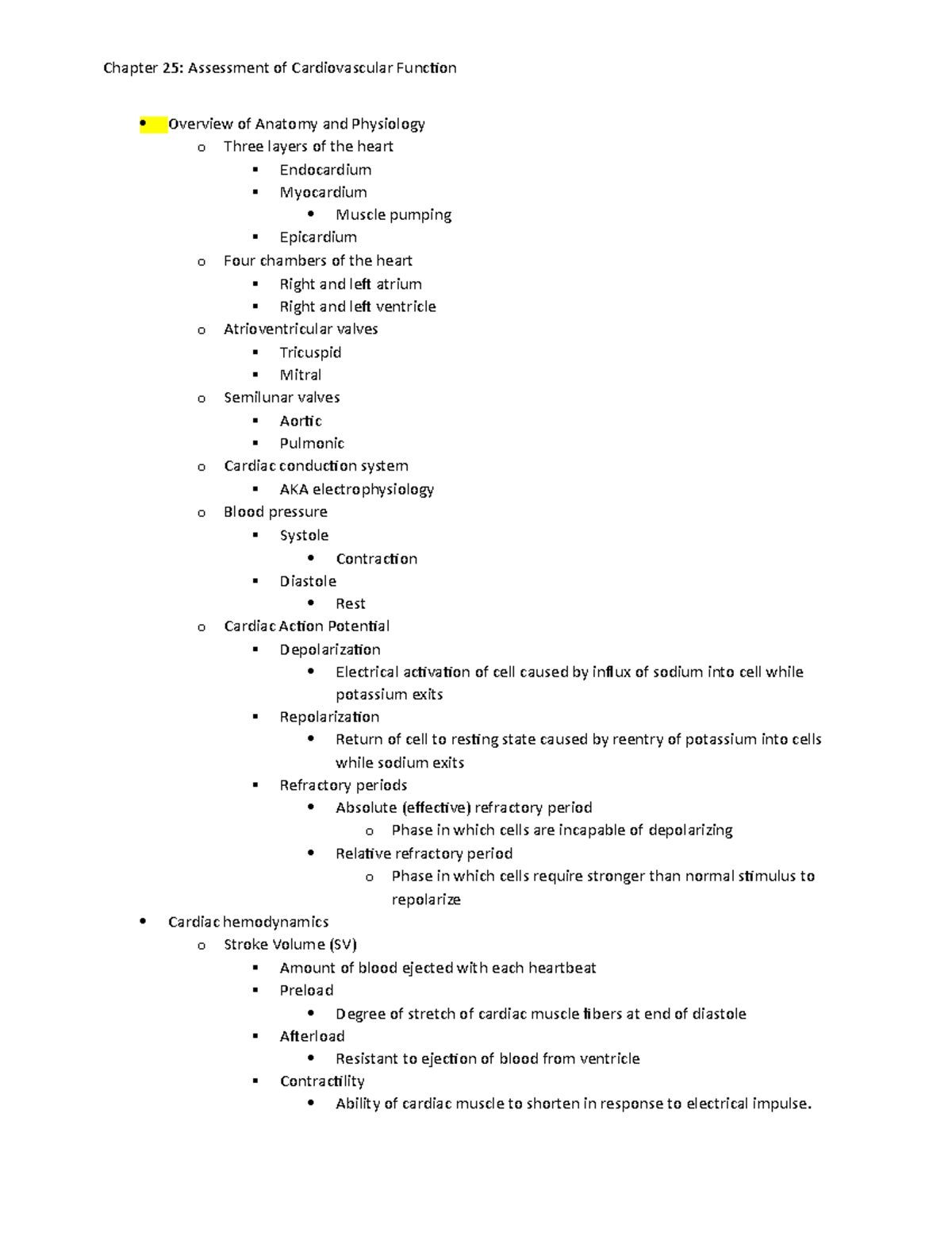 Chapter 25-Assessment Of Cardiovascular Function - NPN131 - Studocu