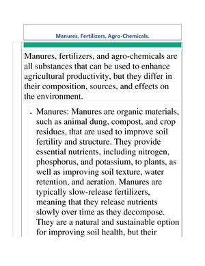 Manures, Fertilizers And Agro-Chemicals 2 - Definition And Types Of ...