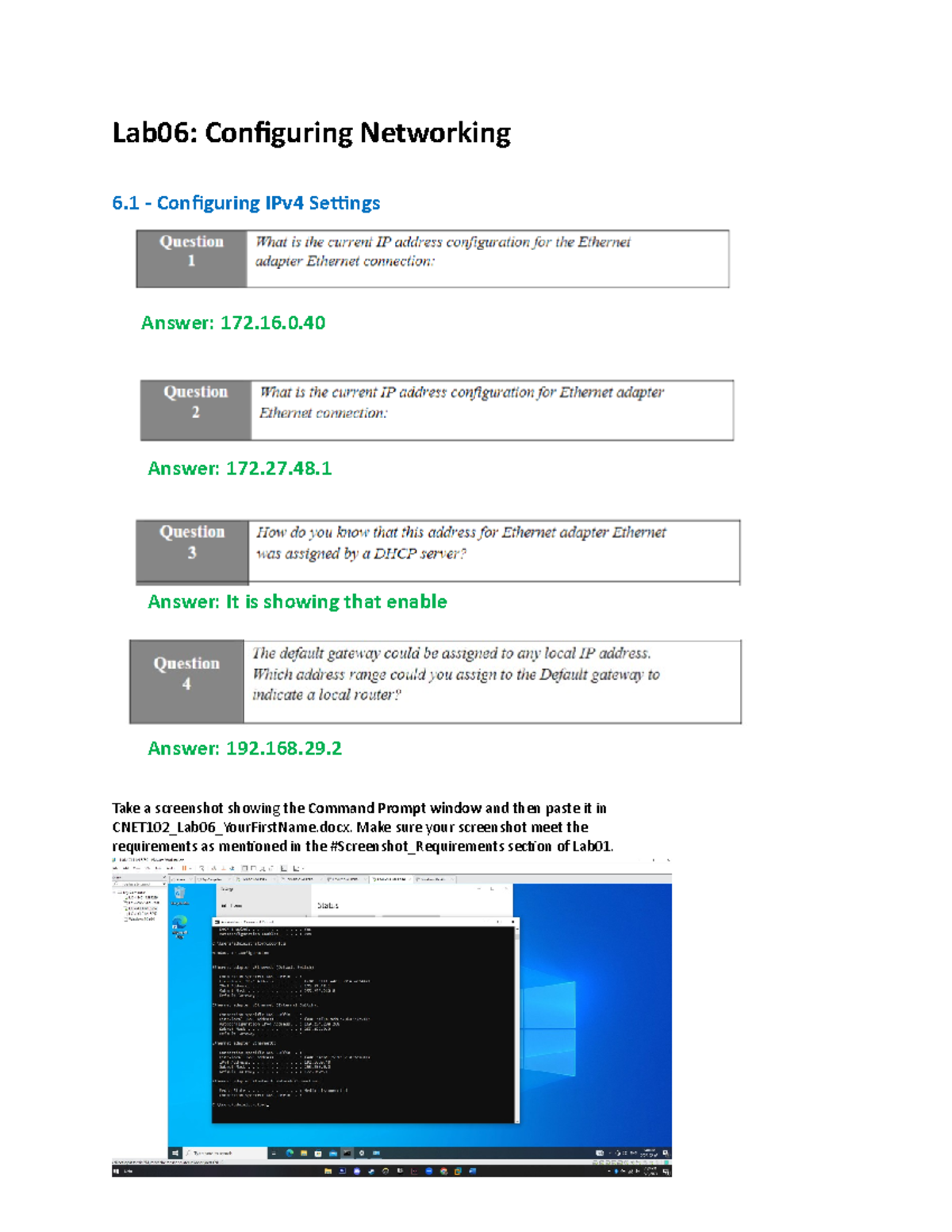 Cnet102lab6 - cnet102lab - Lab06: Configuring Networking 6 ...