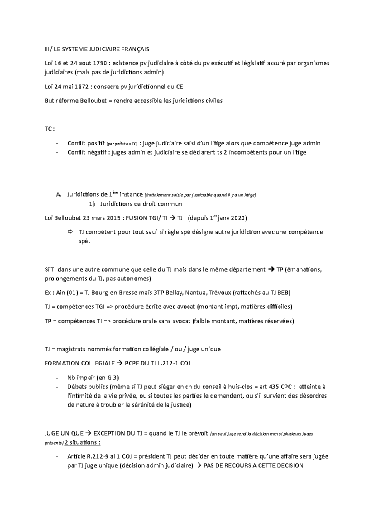 Fiche III/ LE SYSTEME JUDICIAIRE FRANÇAIS Loi 16 et 24 aout 1790 existence pv judiciaire à Fiche III/ LE SYSTEME JUDICIAIRE FRANÇAIS Loi 16 et 24 aout 1790 existence pv judiciaire à