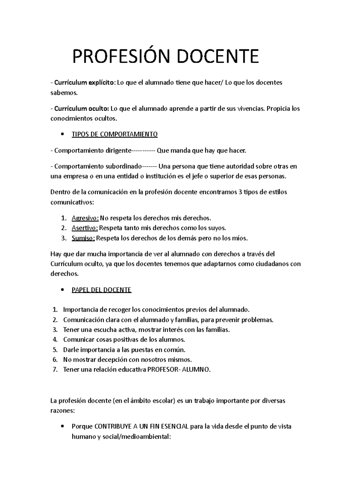 Apuntes clase profesión docente - PROFESIÓN DOCENTE Currículum ...