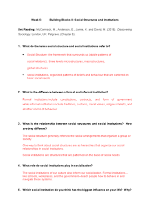 Wb1 understanding society - Week 1 Workbook: What is Sociology? Week 1 ...