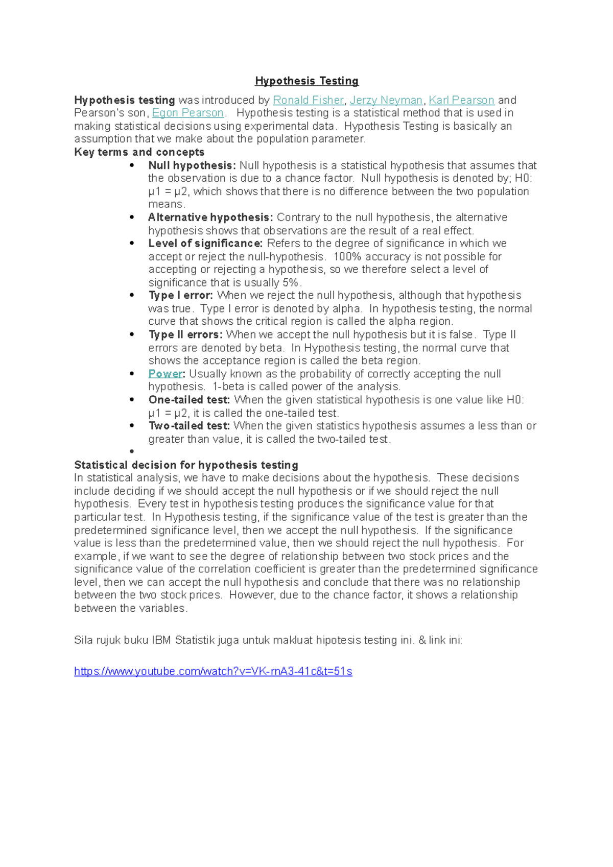 Hypothesis Testing Notes Hypothesis Testing Hypothesis testing was
