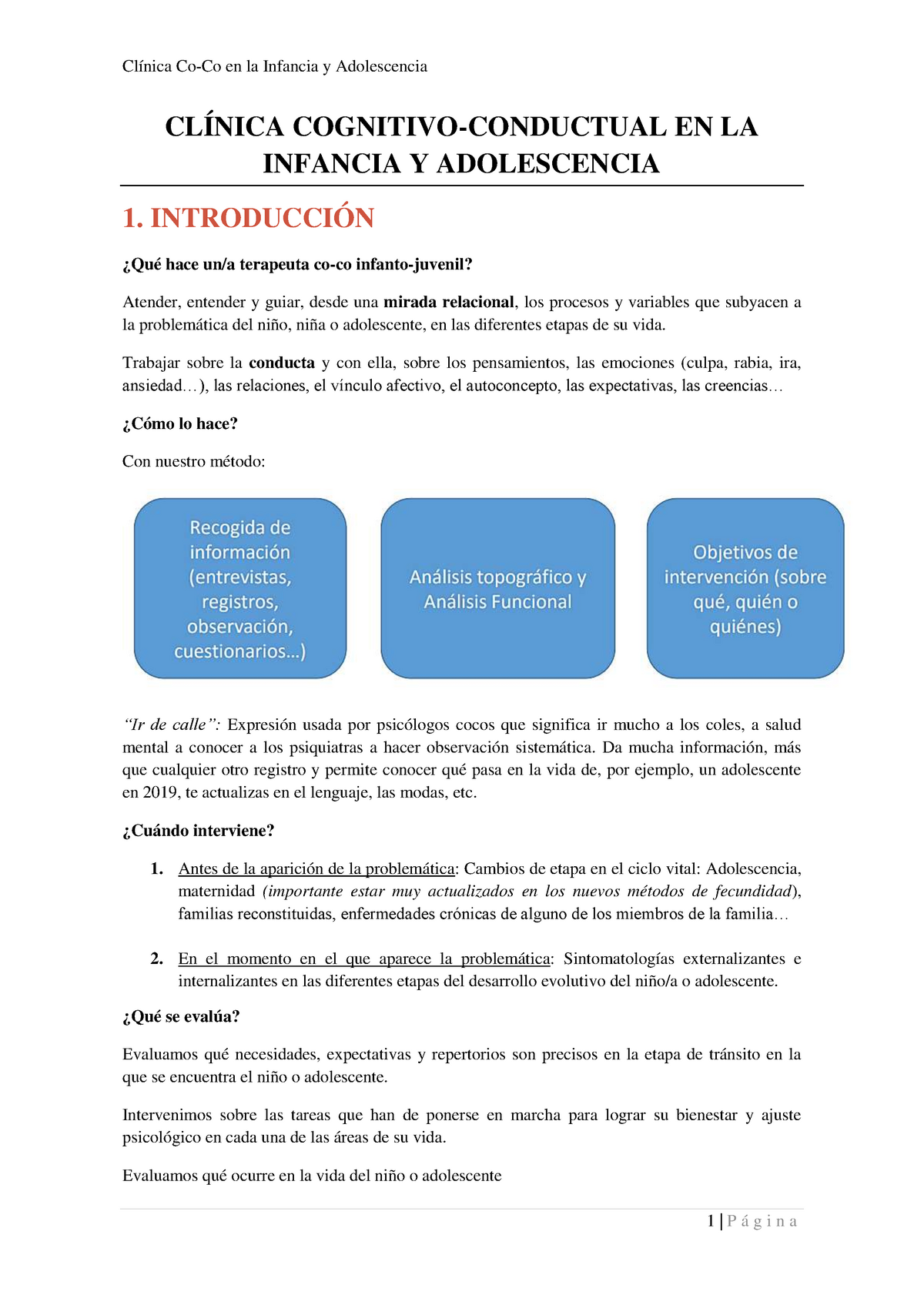 TEMA 1 - Apuntes 1 - CLÍNICA COGNITIVO-CONDUCTUAL EN LA INFANCIA Y  ADOLESCENCIA 1. INTRODUCCIÓN ¿Qué - Studocu