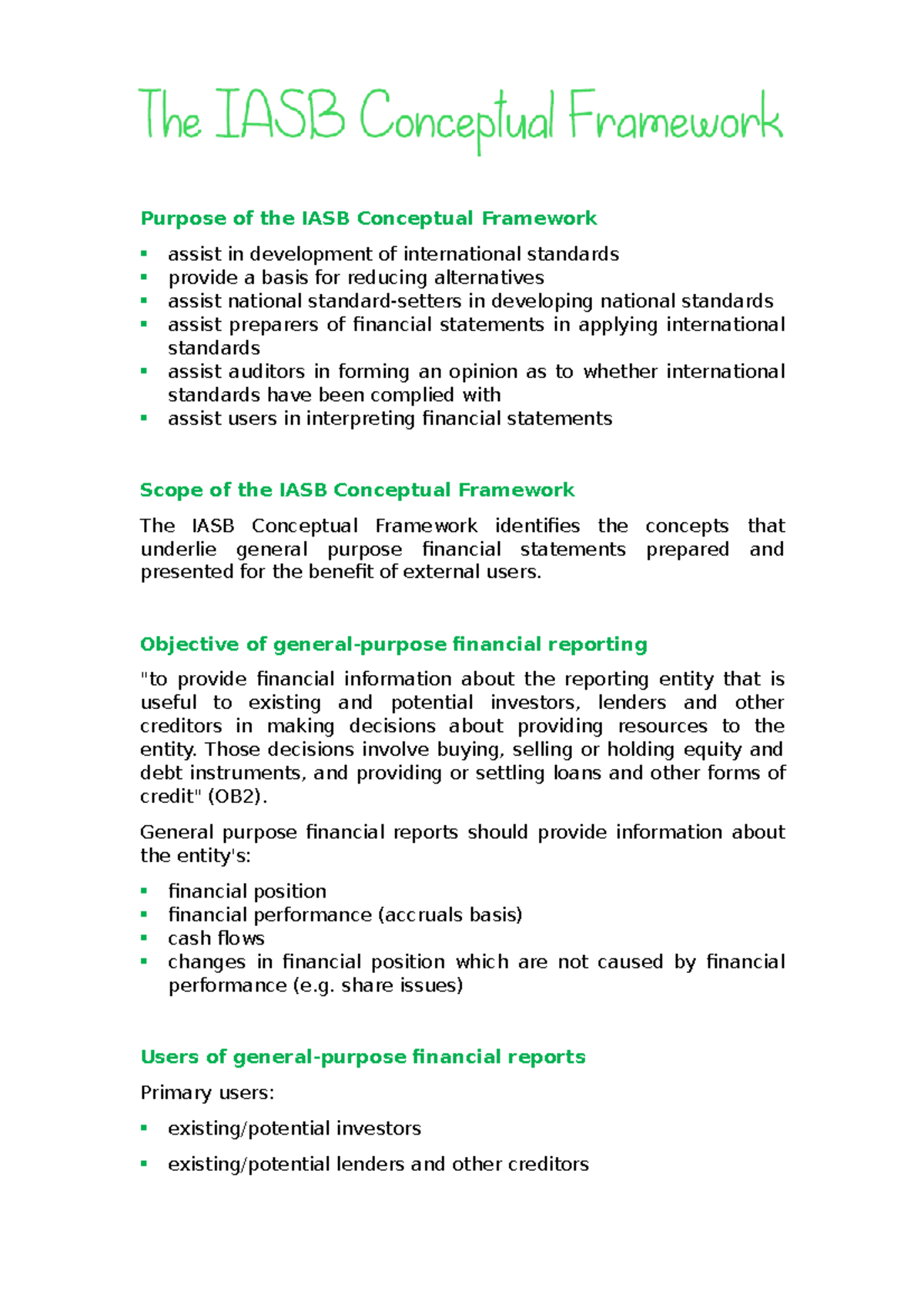 The IASB Conceptual Framework - Objective Of General-purpose Financial ...