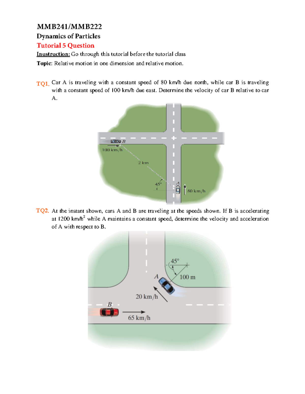 MMB241 - Tutorial 5 - Topic: Relative motion in one dimension and ...