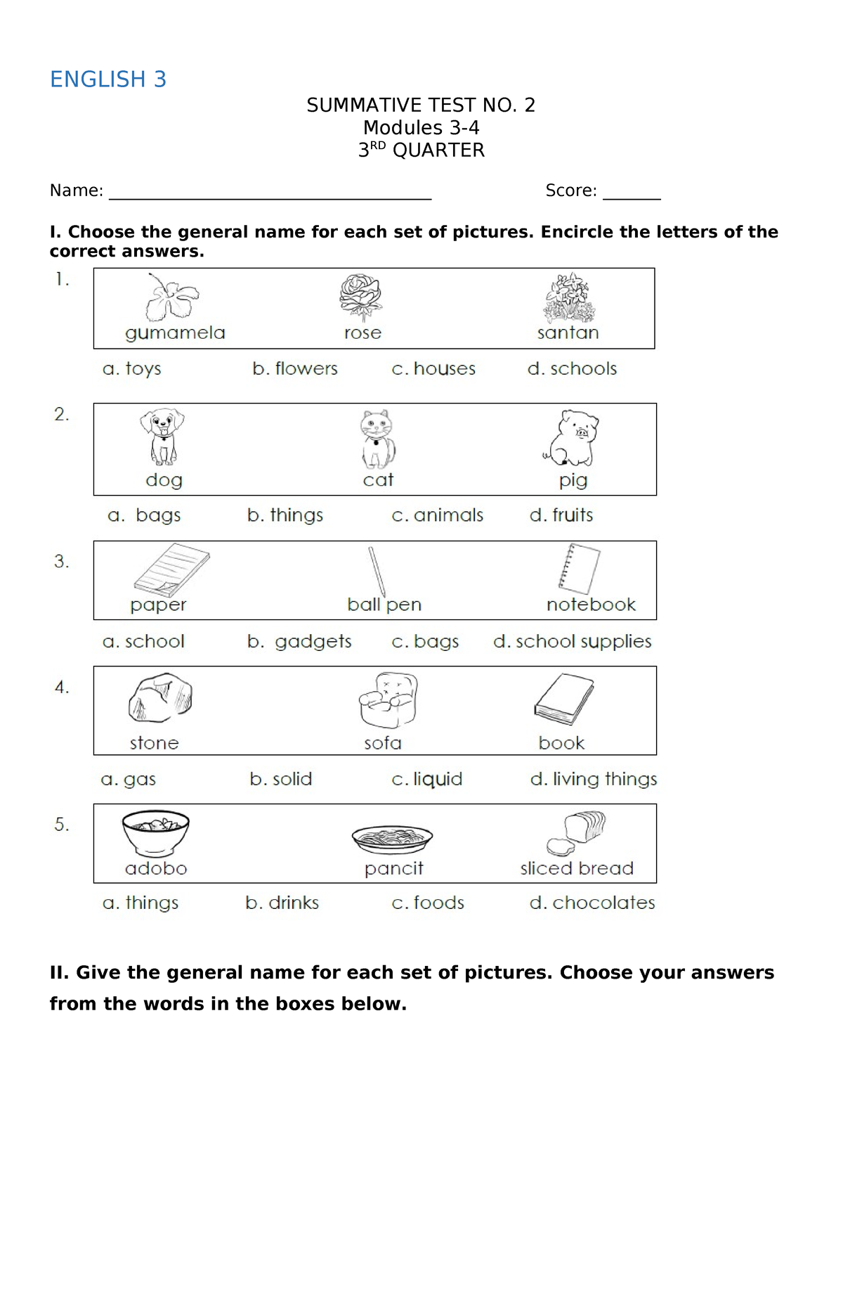 ENG3 ST2 Q3 - Summative - ENGLISH 3 SUMMATIVE TEST NO. 2 Modules 3- 3 ...