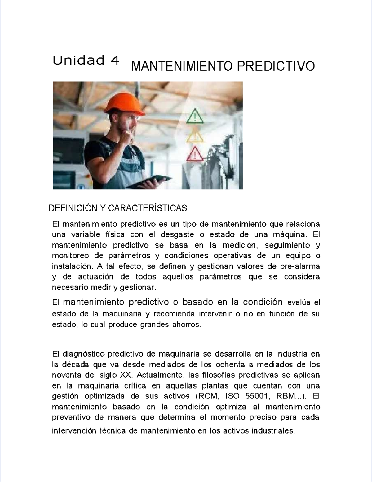 Pdf Unidad 4 Mantenimiento Predictivo - Unidad 4 MANTENIMIENTO ...