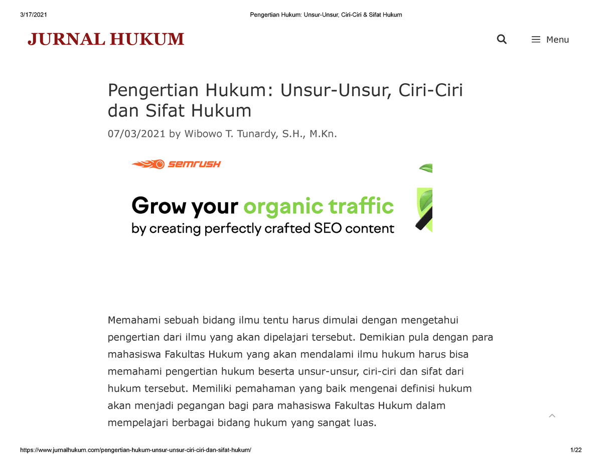 Pengertian Hukum Unsur-Unsur, Ciri-Ciri & Sifat Hukum - Pengertian ...