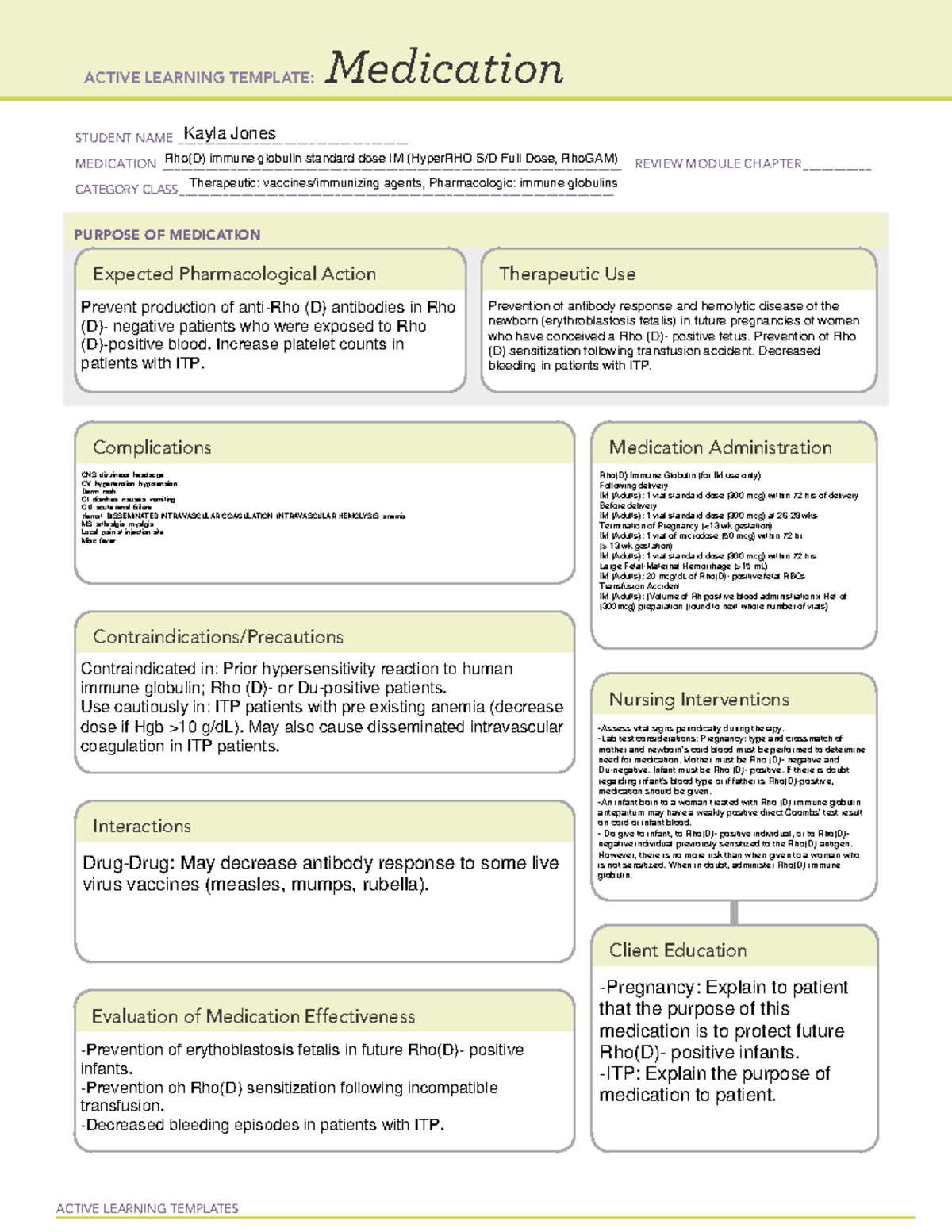 - Rho GAM - med card for OB lecture. rhogram injection -  ACTIVE 