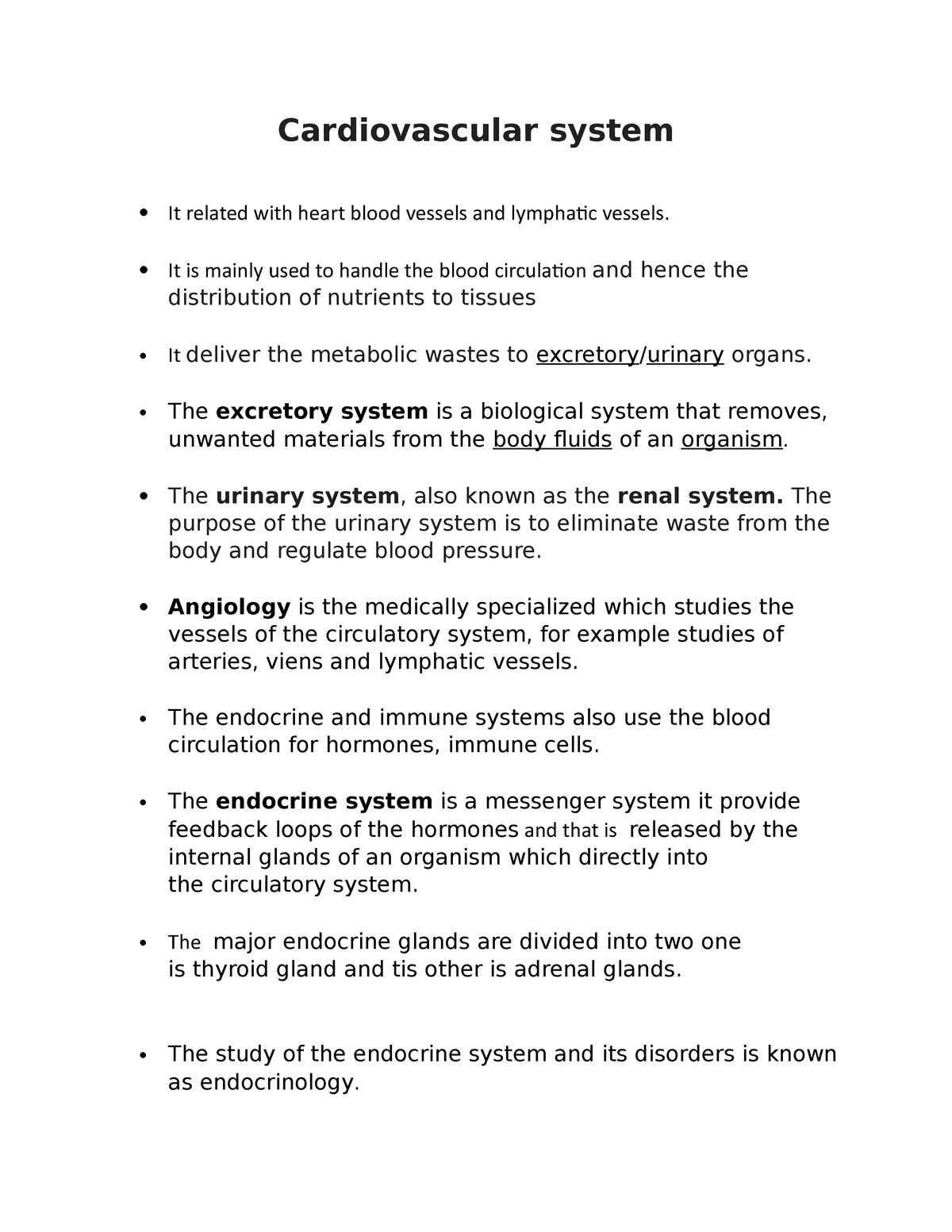 Cardiovascular System - It Is Mainly Used To Handle The Blood ...