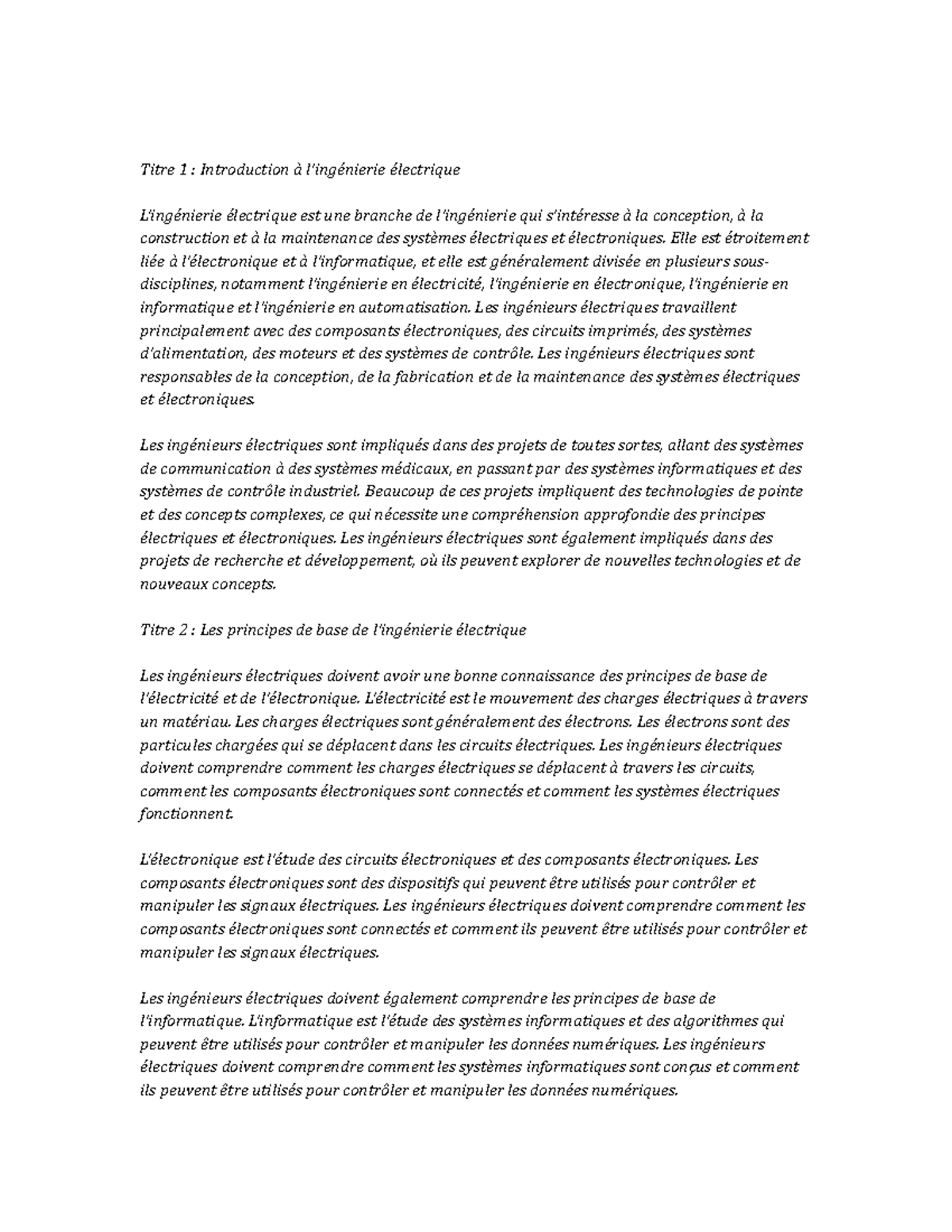 Electrical Engineering Study Notes - Titre 1 : Introduction à l ...