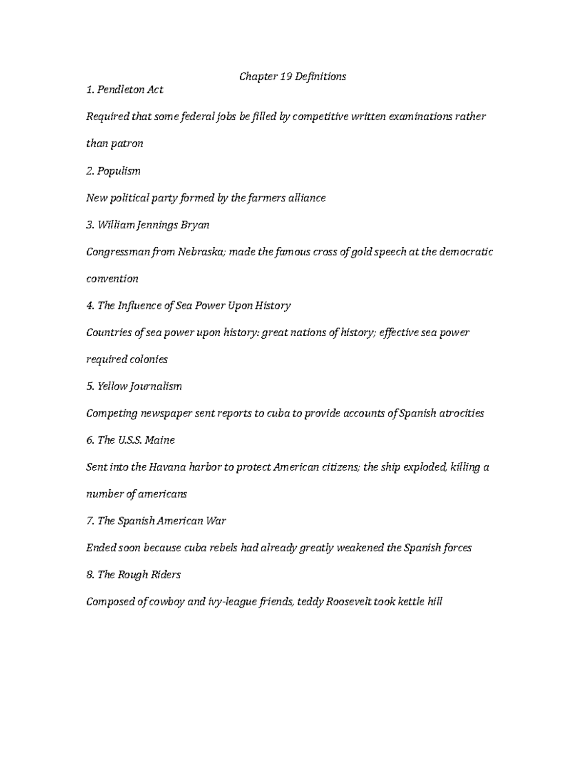 Brinkley, American History Chapter 19 Definitions - Chapter 19