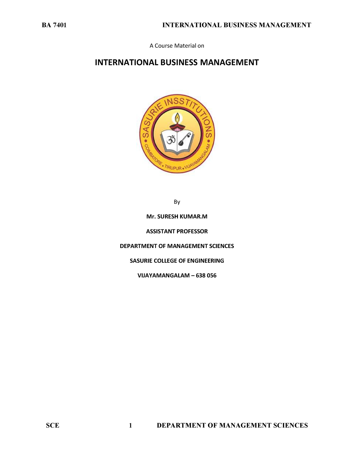 International Business Management Notes Pdf For Mba