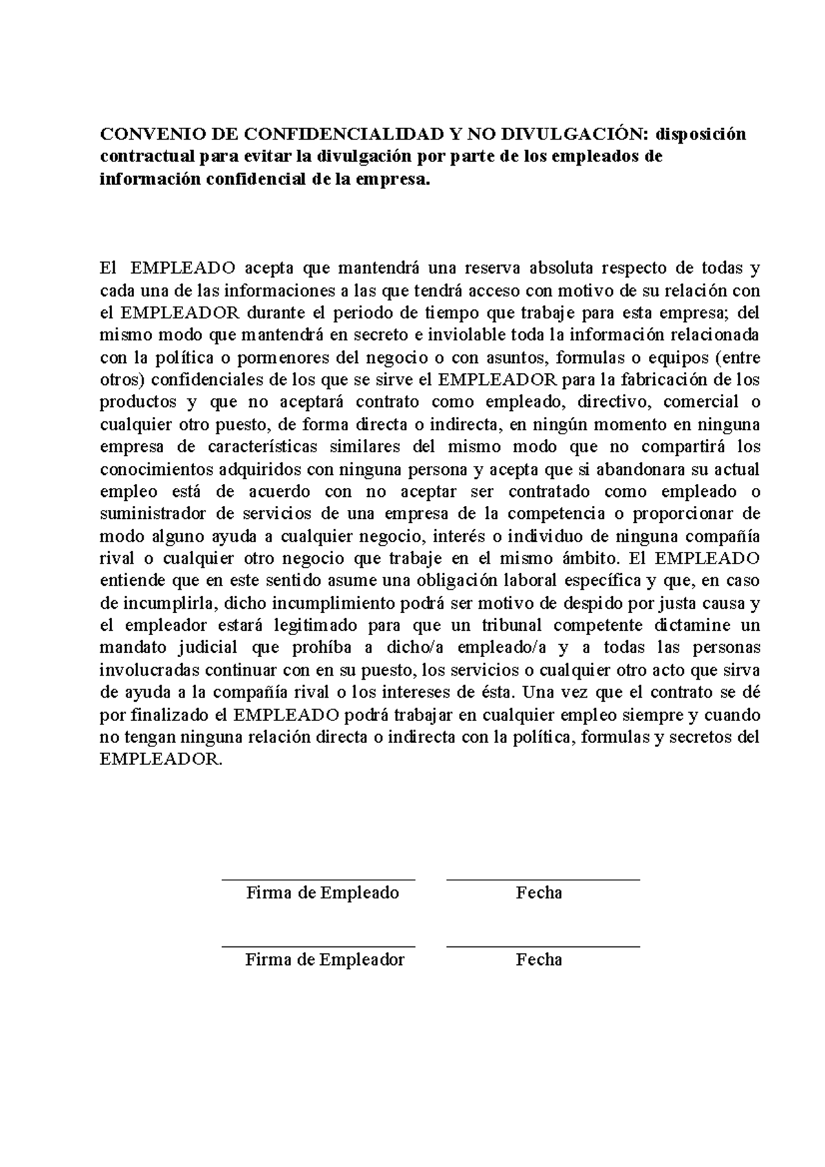 Convenio DE Confidencialidad Y NO Divulgación CONVENIO DE CONFIDENCIALIDAD Y NO DIVULGACIÓN