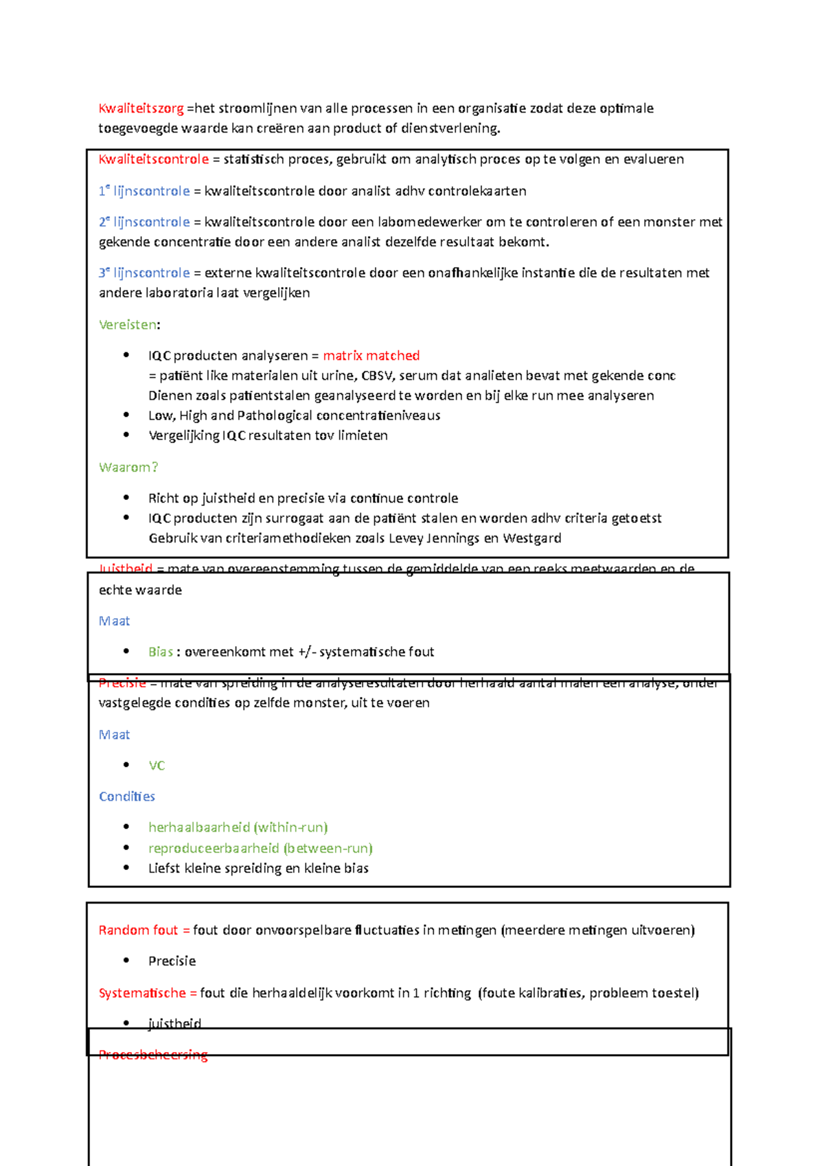 Kwaliteitszorg - Samenvatting Biomedische Labotechnologie ...