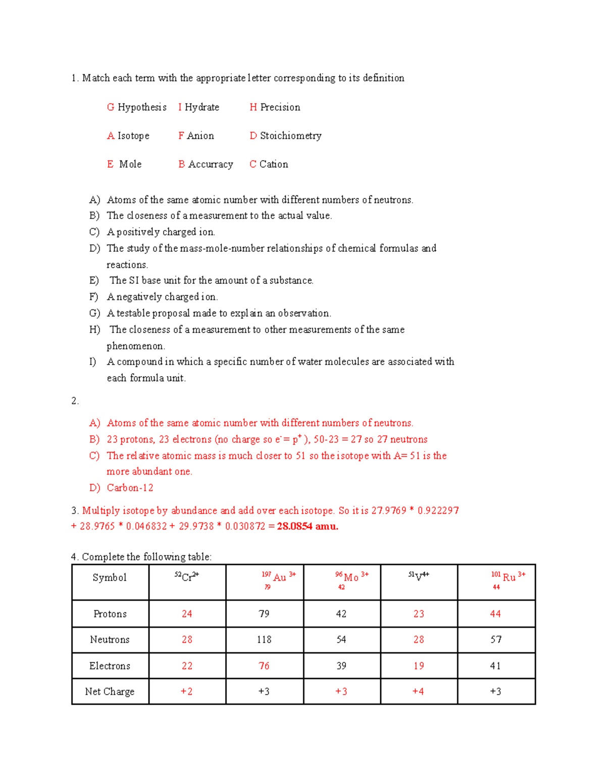 Study Slam Gen Chem 1 10 3 22 Answer Key - Match each term with the ...