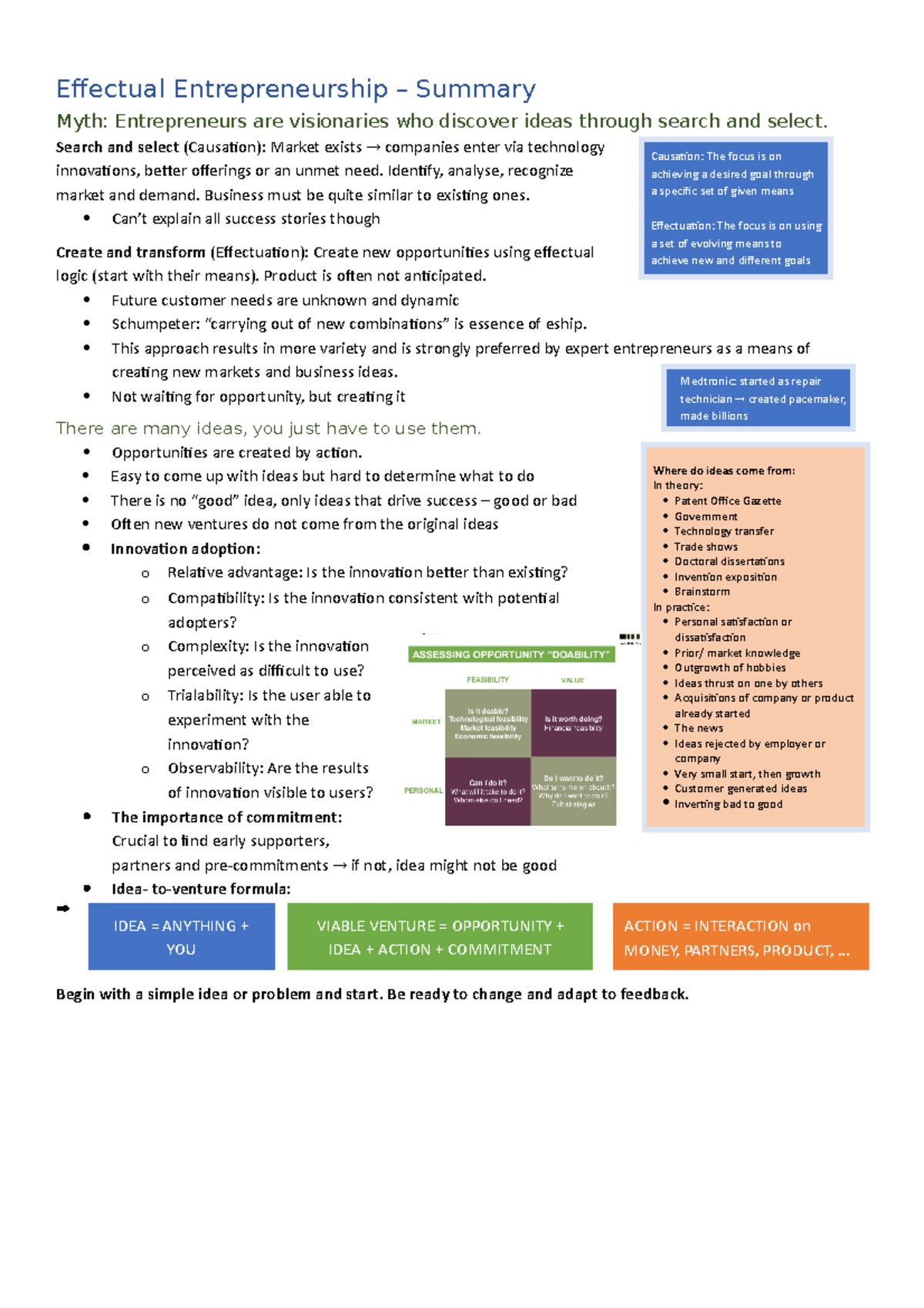 Effectual Entrepreneurship Summary - Causation: The focus is on ...