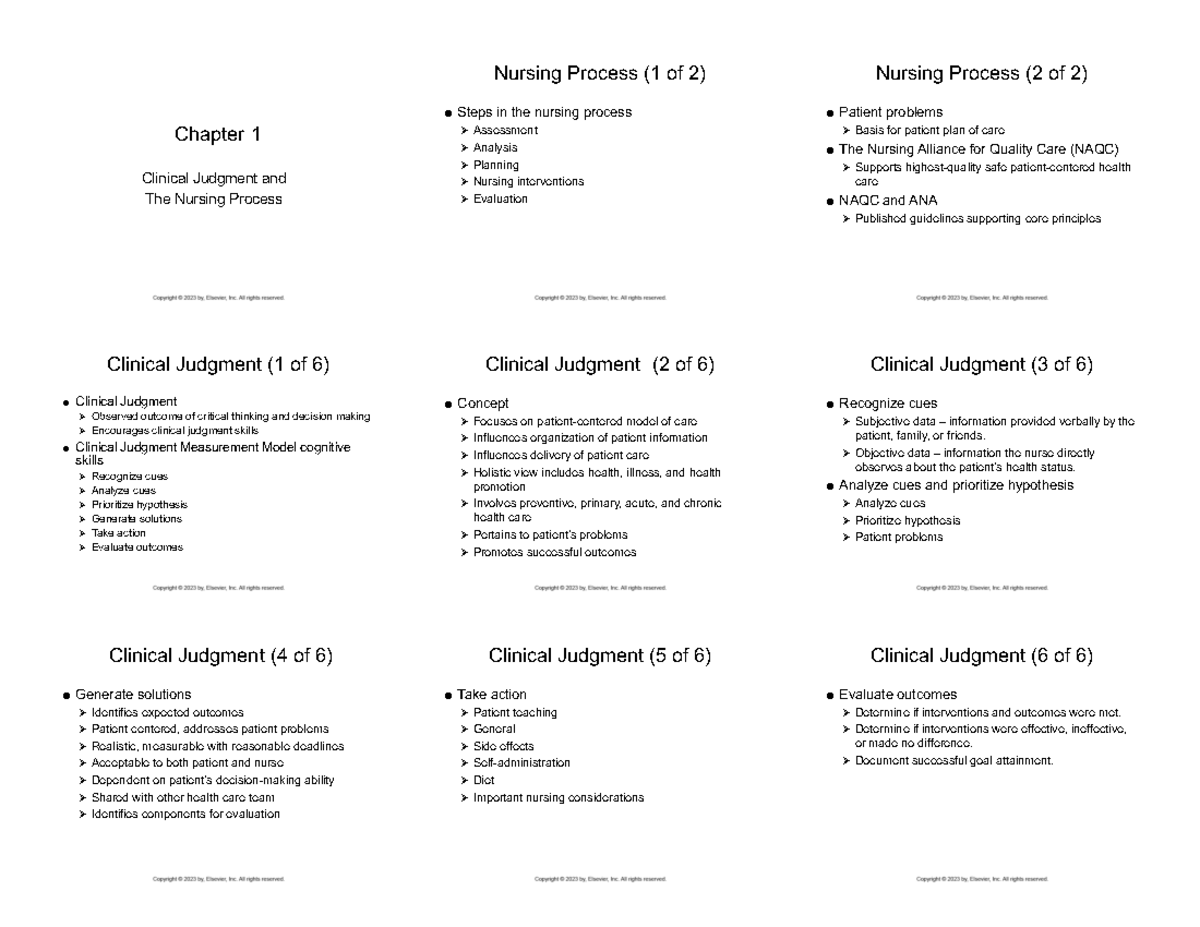1 Chapter 001 condensed - Chapter 1 Clinical Judgment and The Nursing ...