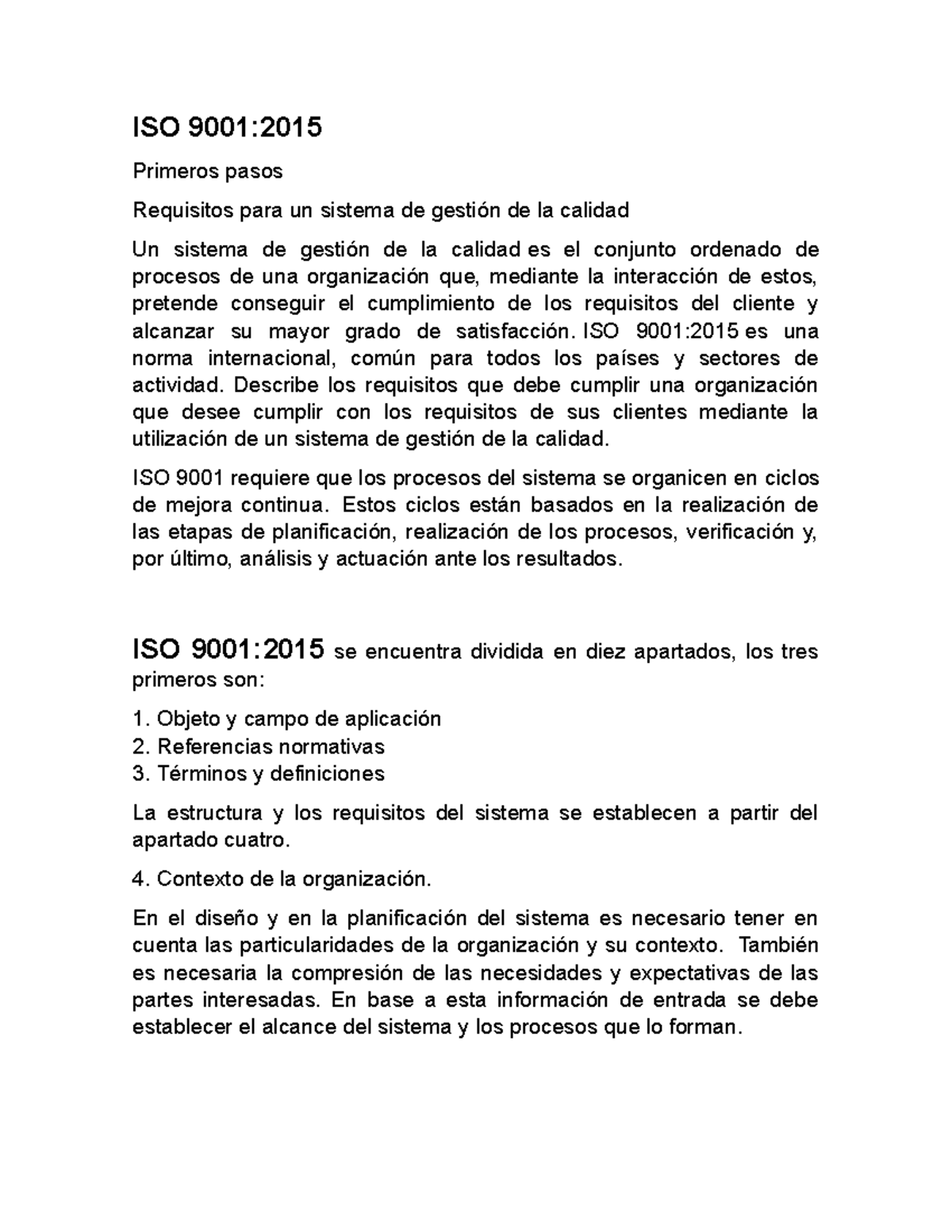 Requisitos PARA UN Sistema DE Gestion DE LA Calidad ISO 9001. 2015 ...