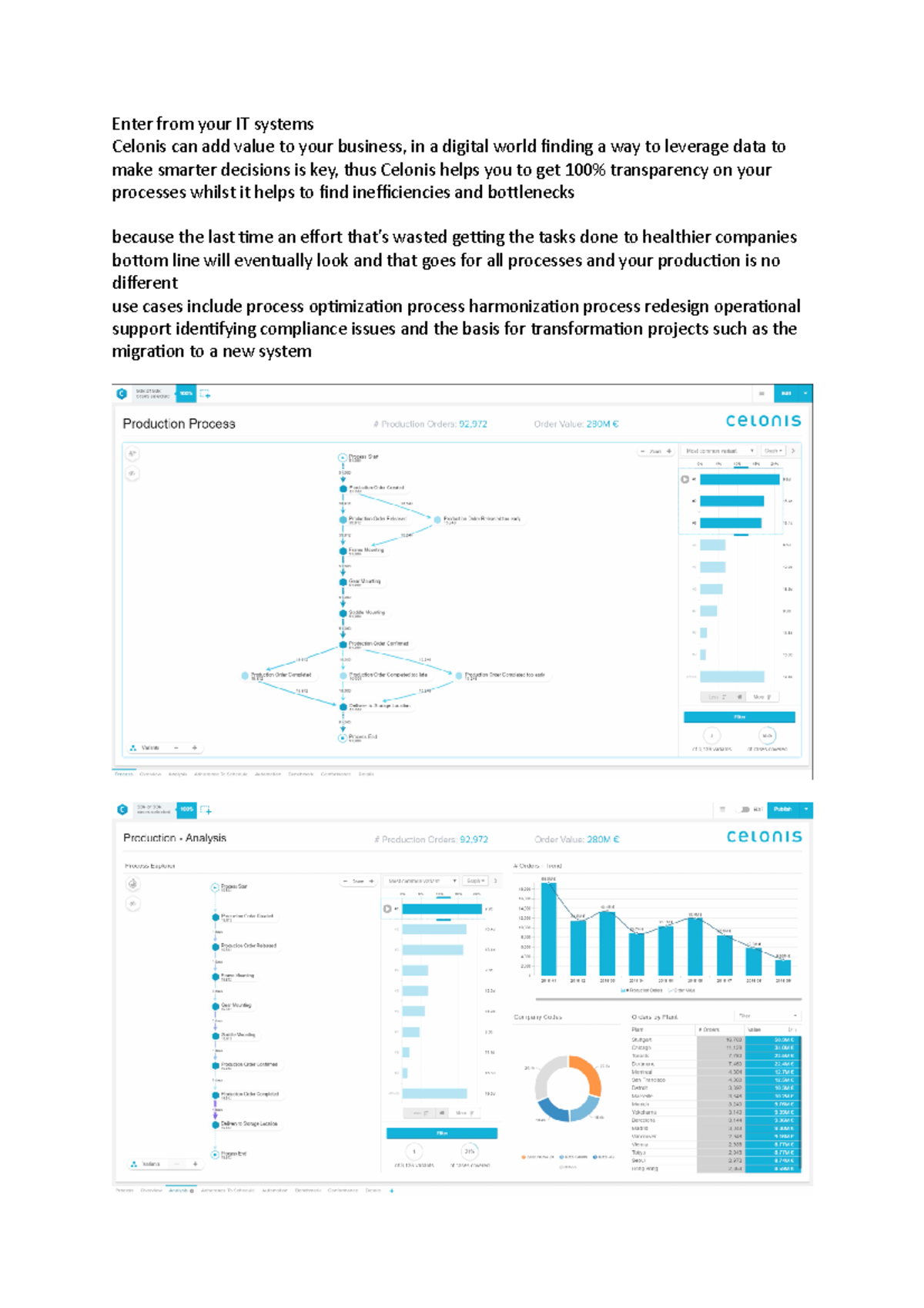 Celonis- what it does - Enter from your IT systems Celonis can add ...