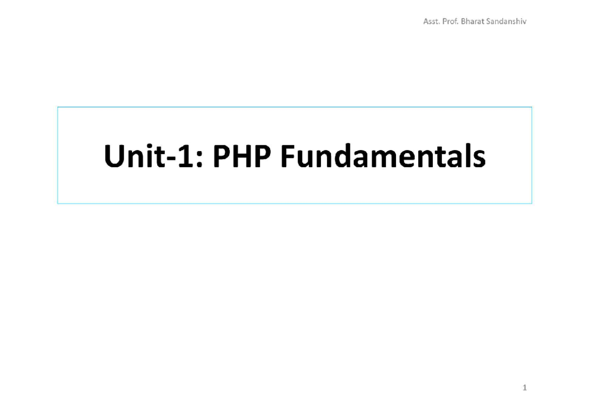 Unit-1 PHP fundamentals - Bachelor of Computing - Studocu