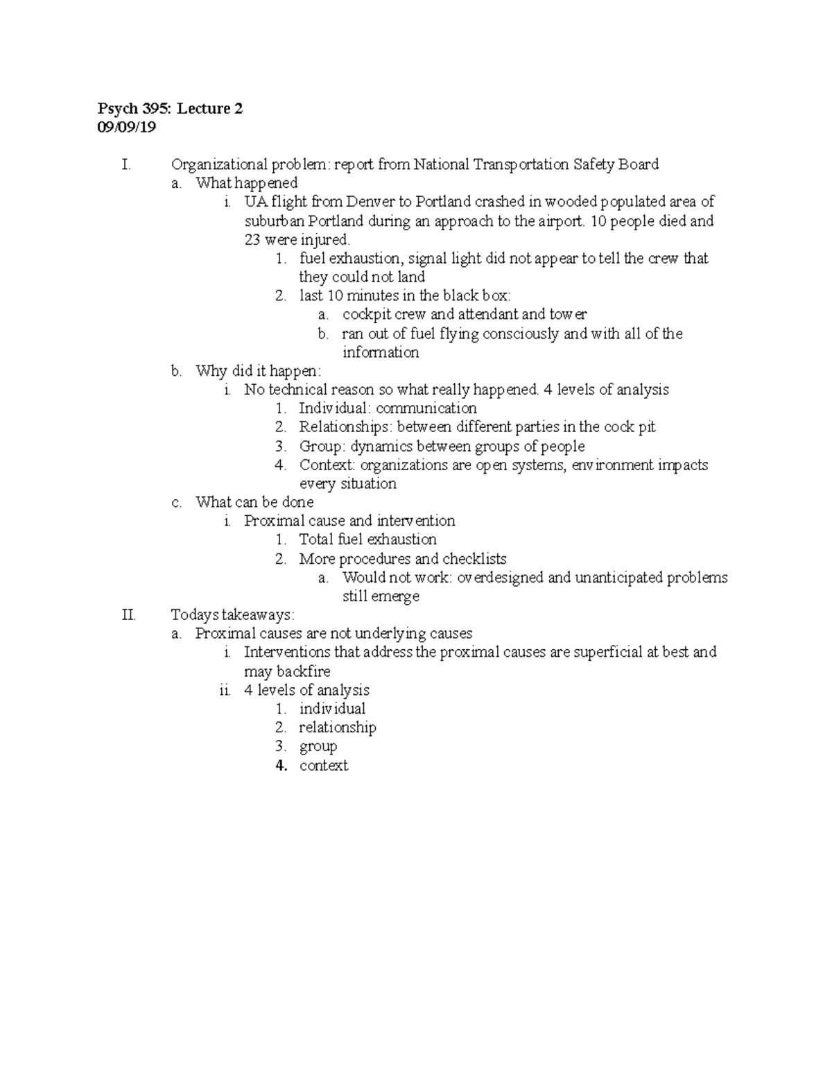 Lecture 2 Psych 395 Lecture 2 09 09 I Organizational Problem 