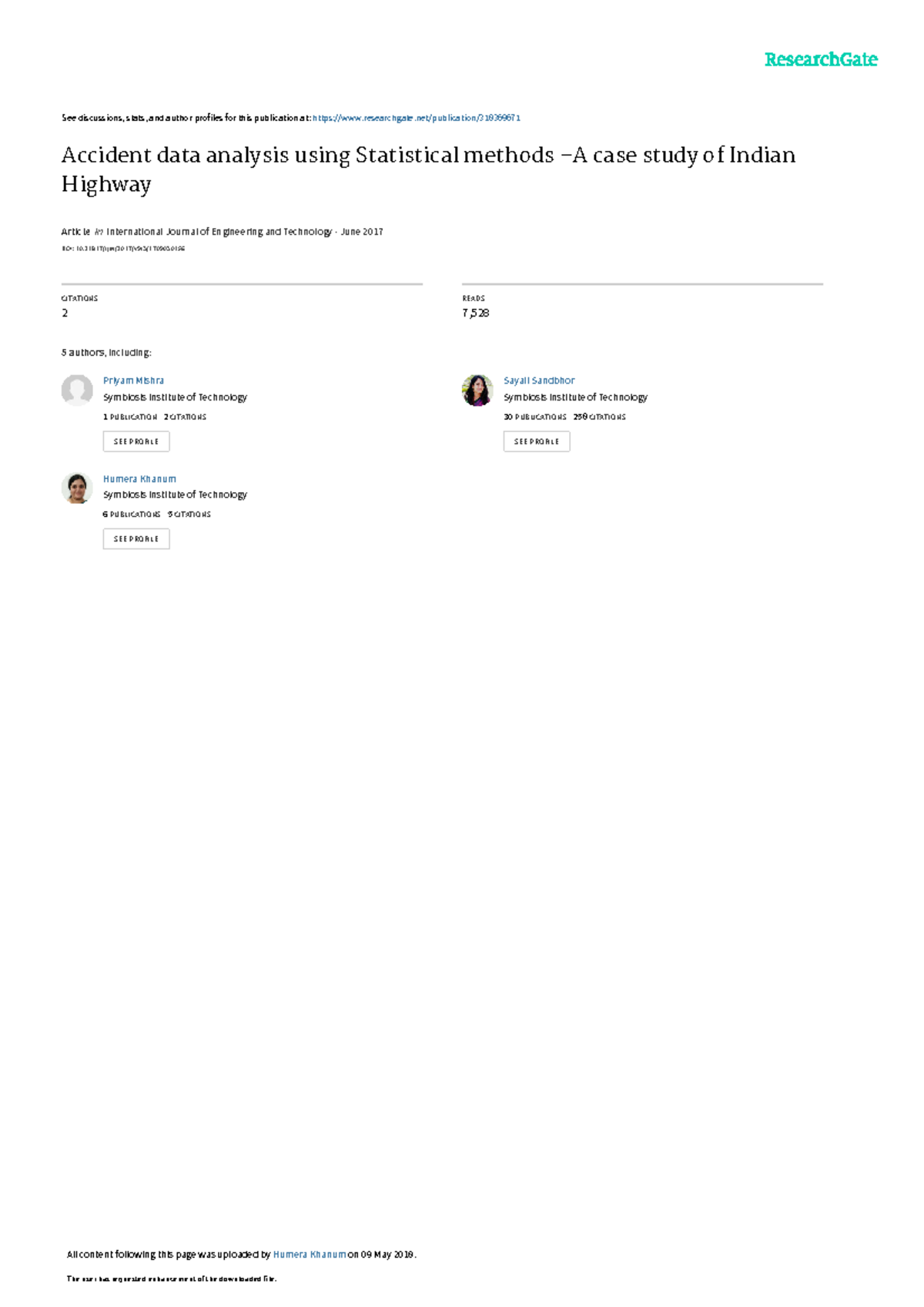 Accident data analysis using Statistical methods - See discussions ...