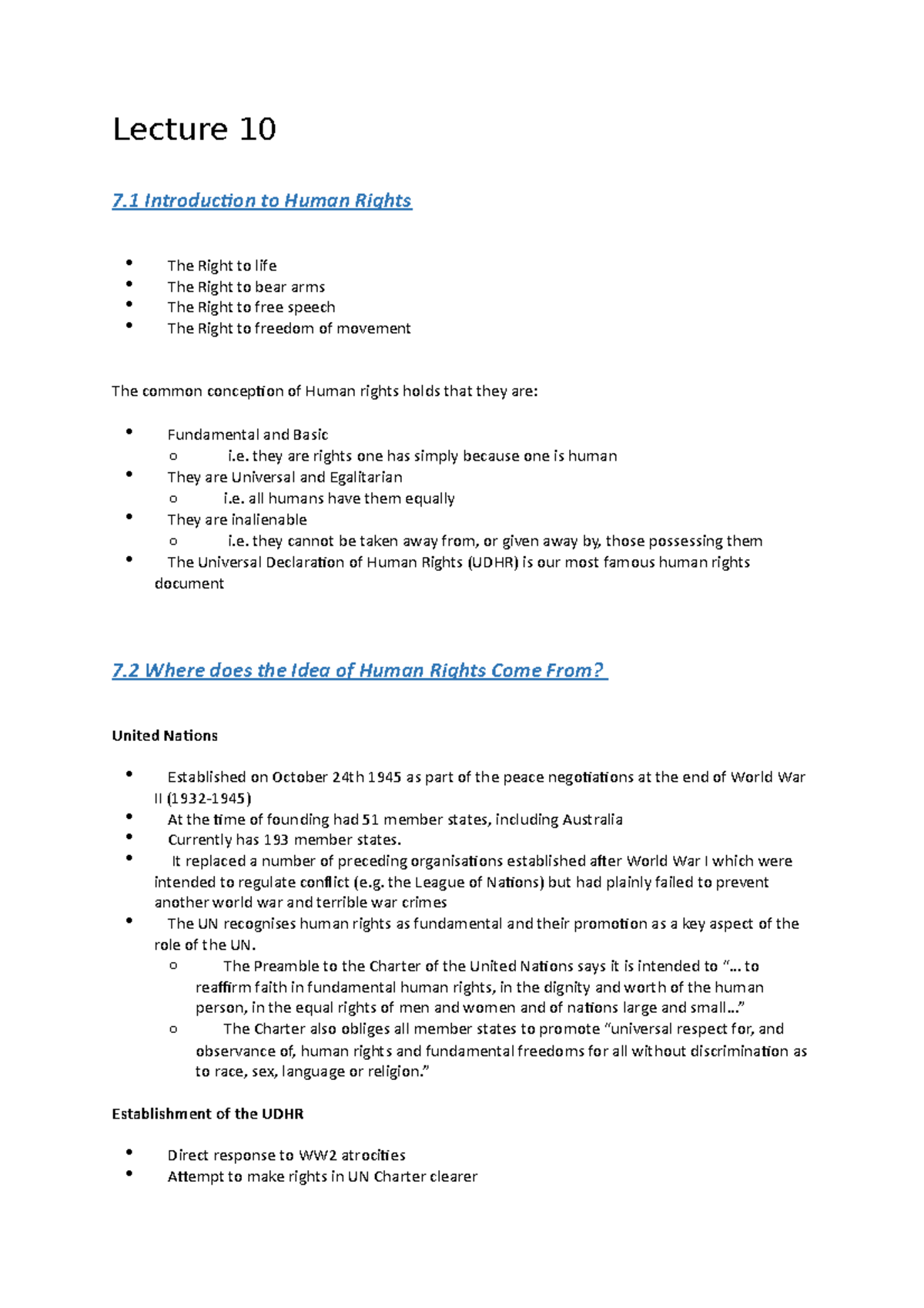 PHIL1004 Human Rights Notes Studocu - Lecture 10 7 Introduction to ...
