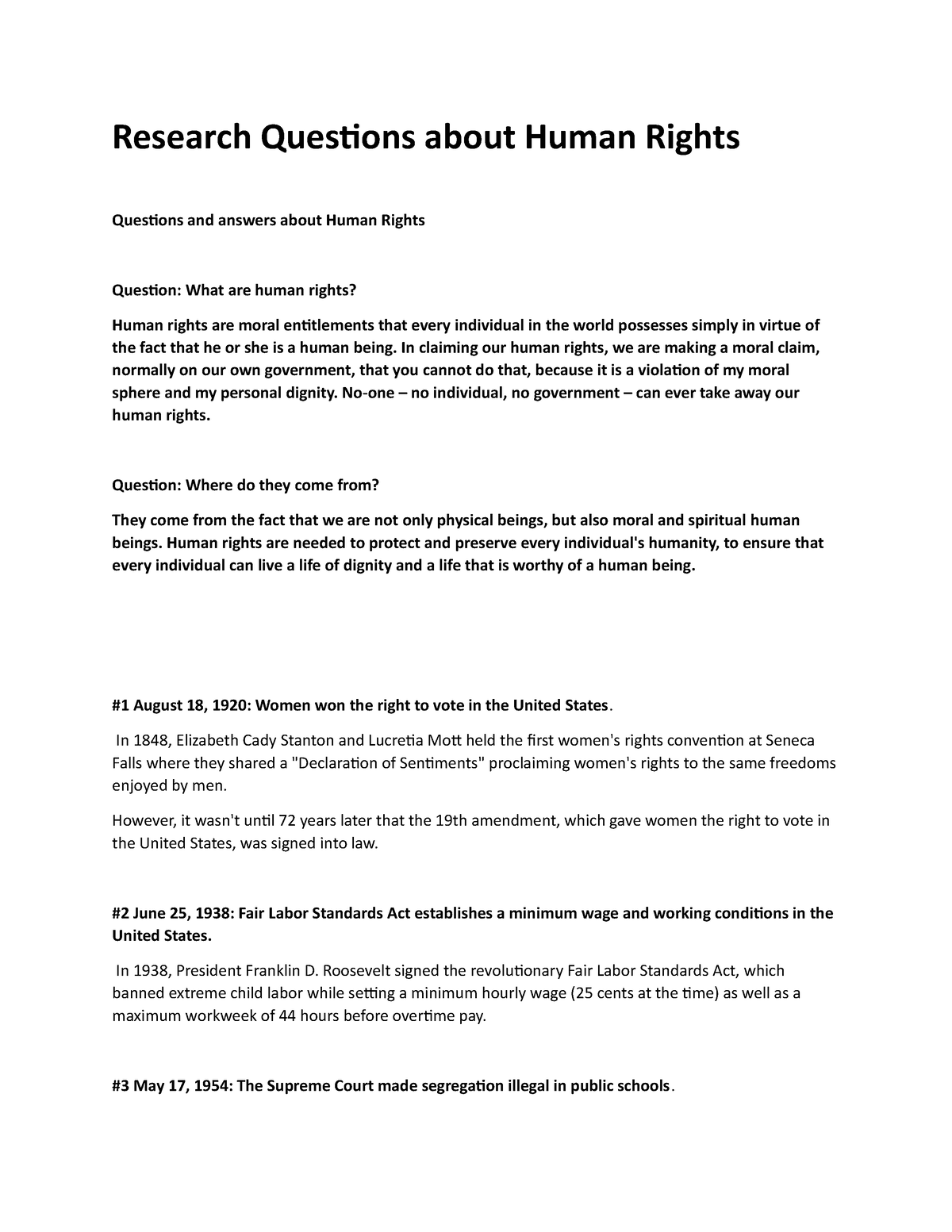 essay questions about human rights