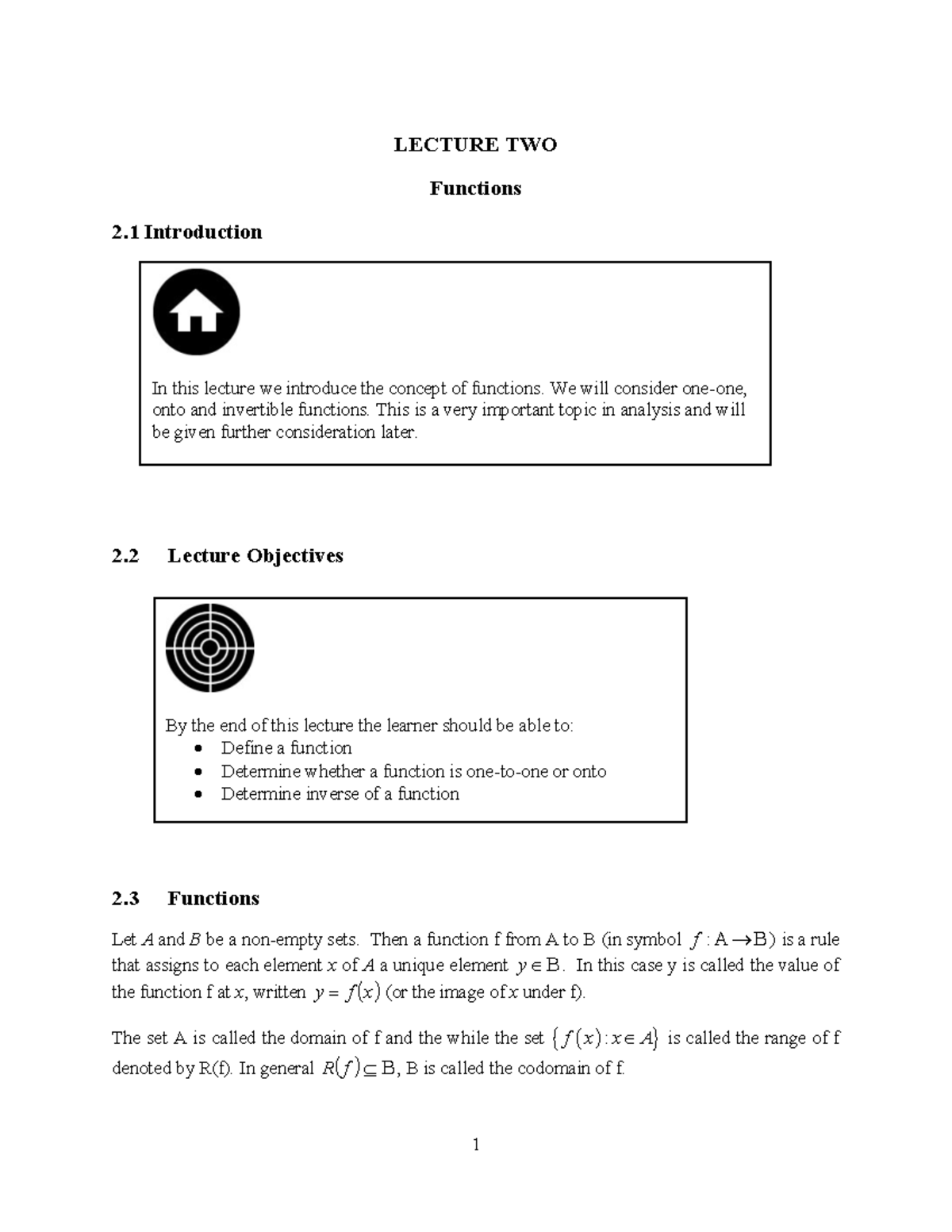 2 - It will help the student - LECTURE TWO Functions 2 Introduction 2 ...