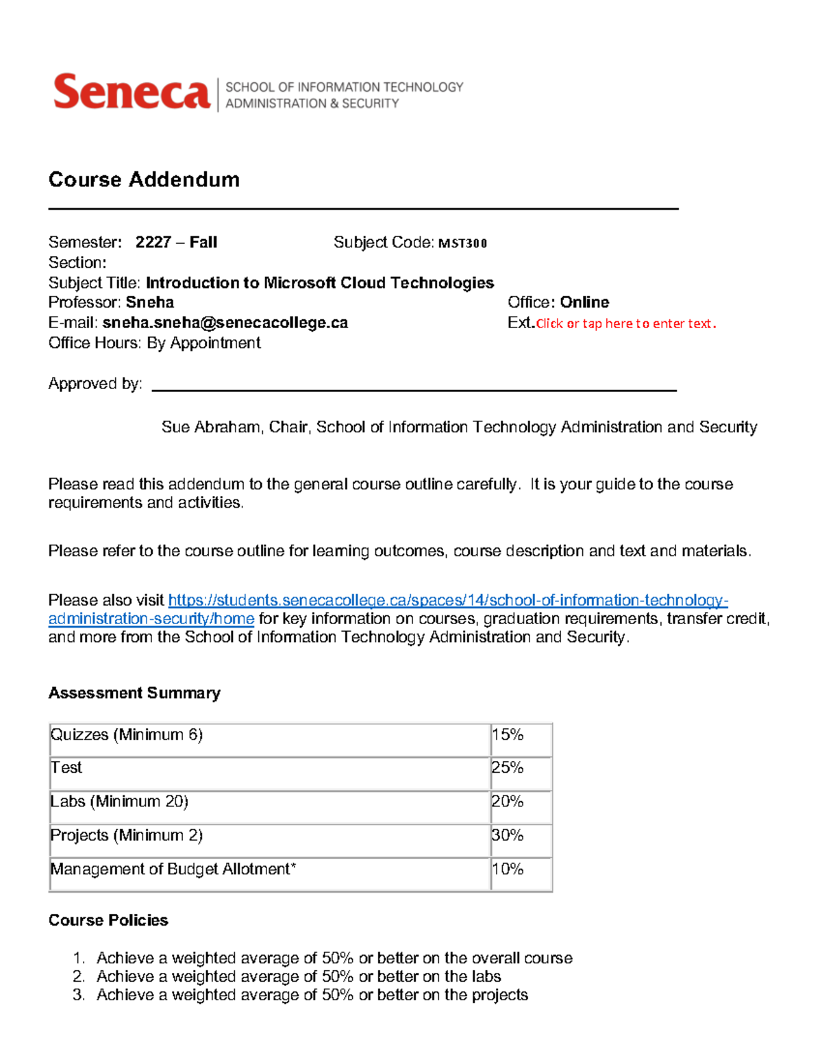 MST300 Primary W2023 - Course Addendum Semester: 2227 – Fall Subject ...