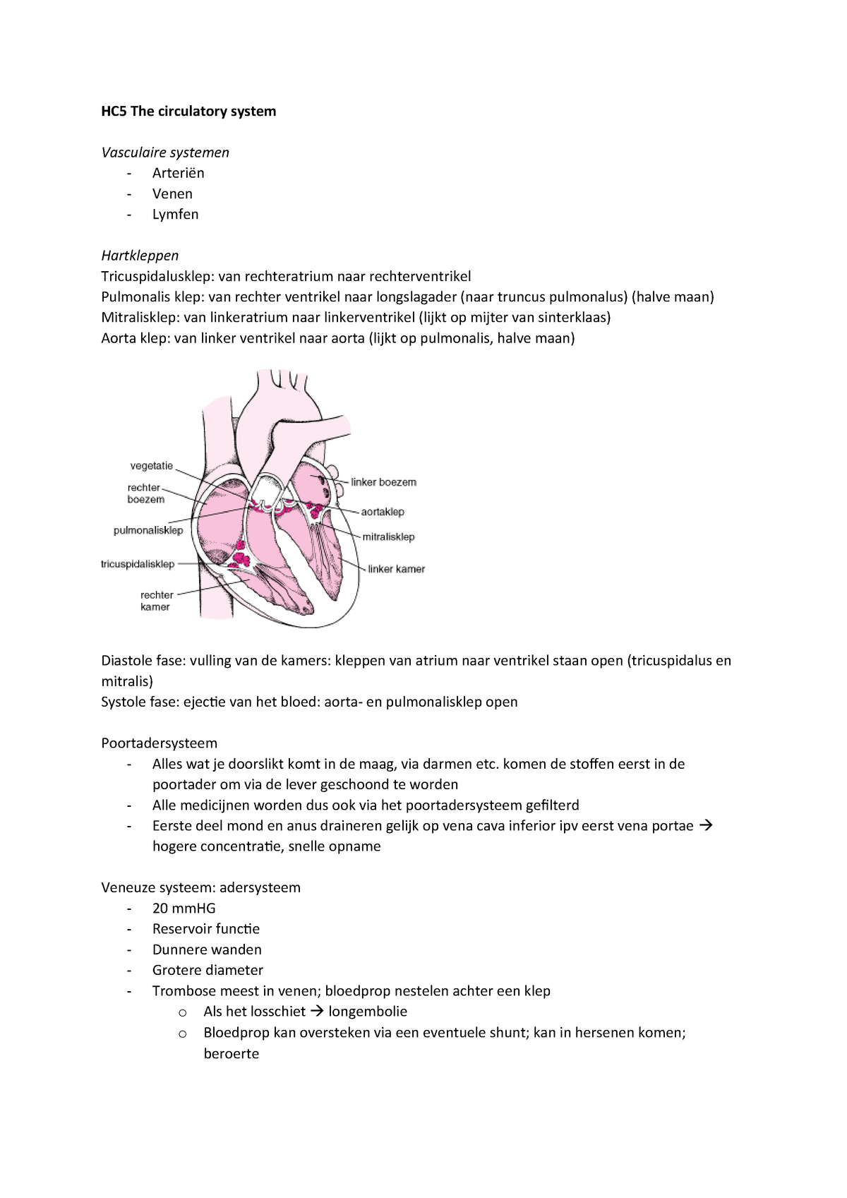 HC5 The circulatory system - Van mens tot cel 301117000Y - StudeerSnel
