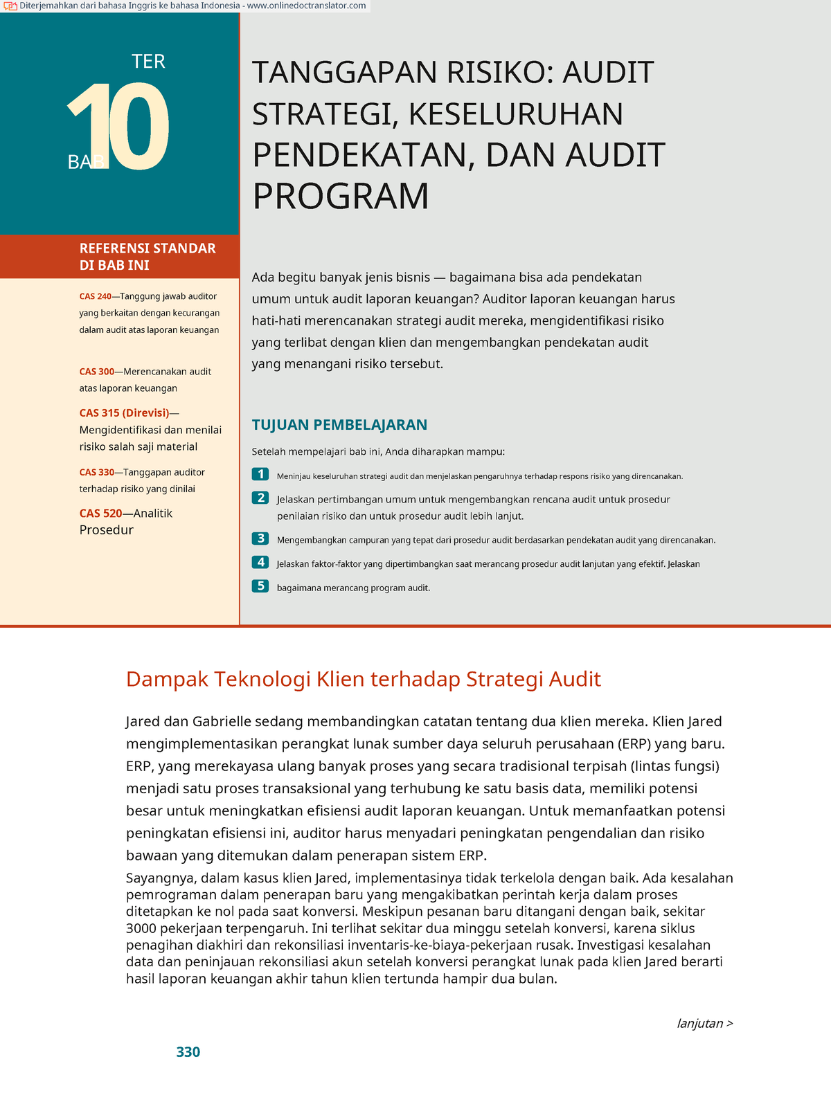 Audit TM 1 Chapter 10 - 1 BAB 0 TER TANGGAPAN RISIKO: AUDIT STRATEGI ...