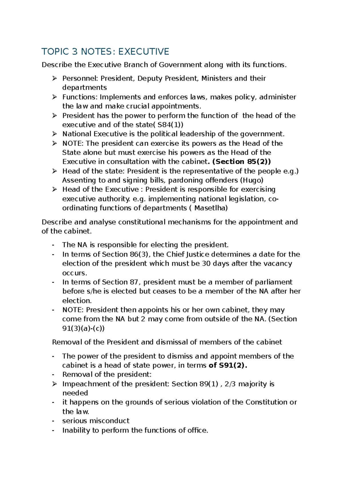 Topic 3 Notes - Summary Constitutional Law: Structures of Government ...
