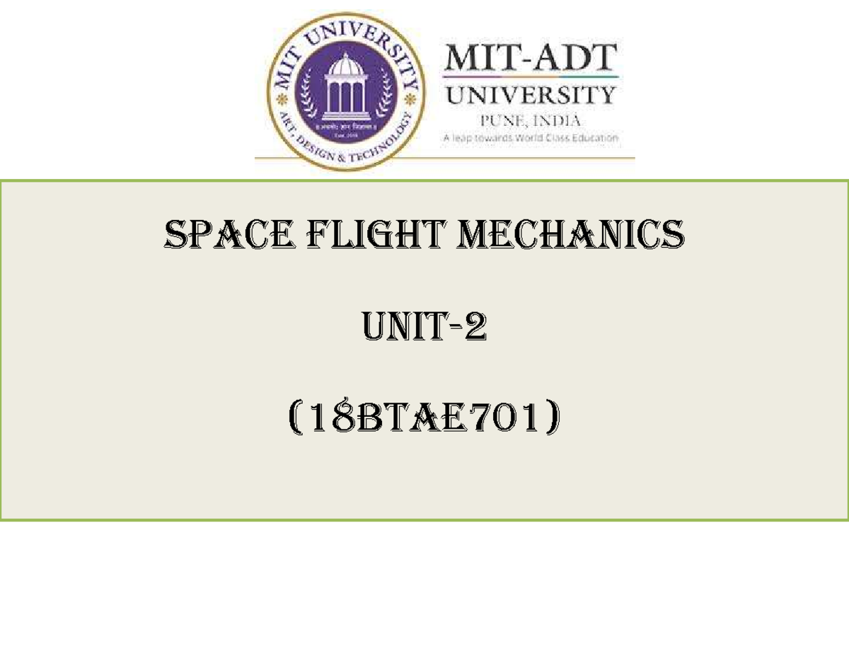 SFM Unit 2 - sfm - Aircraft Propulsion Unit- SPACE FLIGHT MECHANICS ...