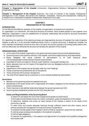 Unit 1 - Chapter 1 - History Of Hospital Planning Chapter 2 - Promoting ...