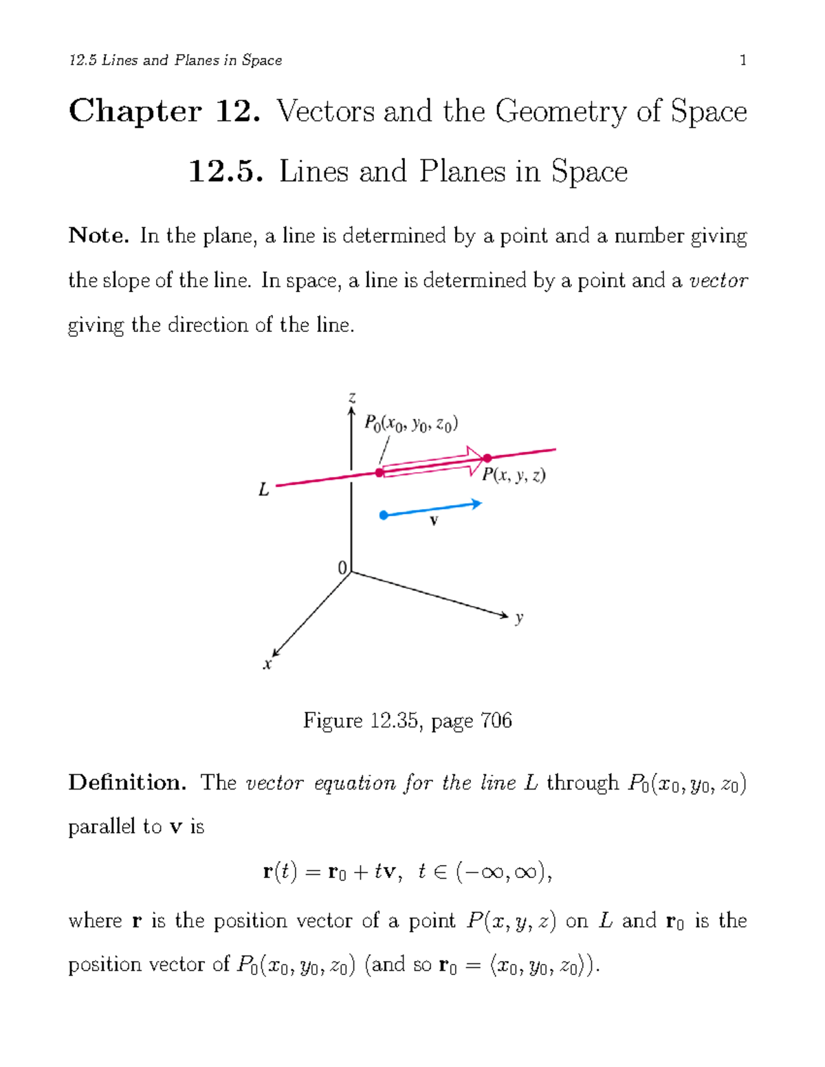 Lines and Planes in Space Chapter 12. Vectors and the Geometry of