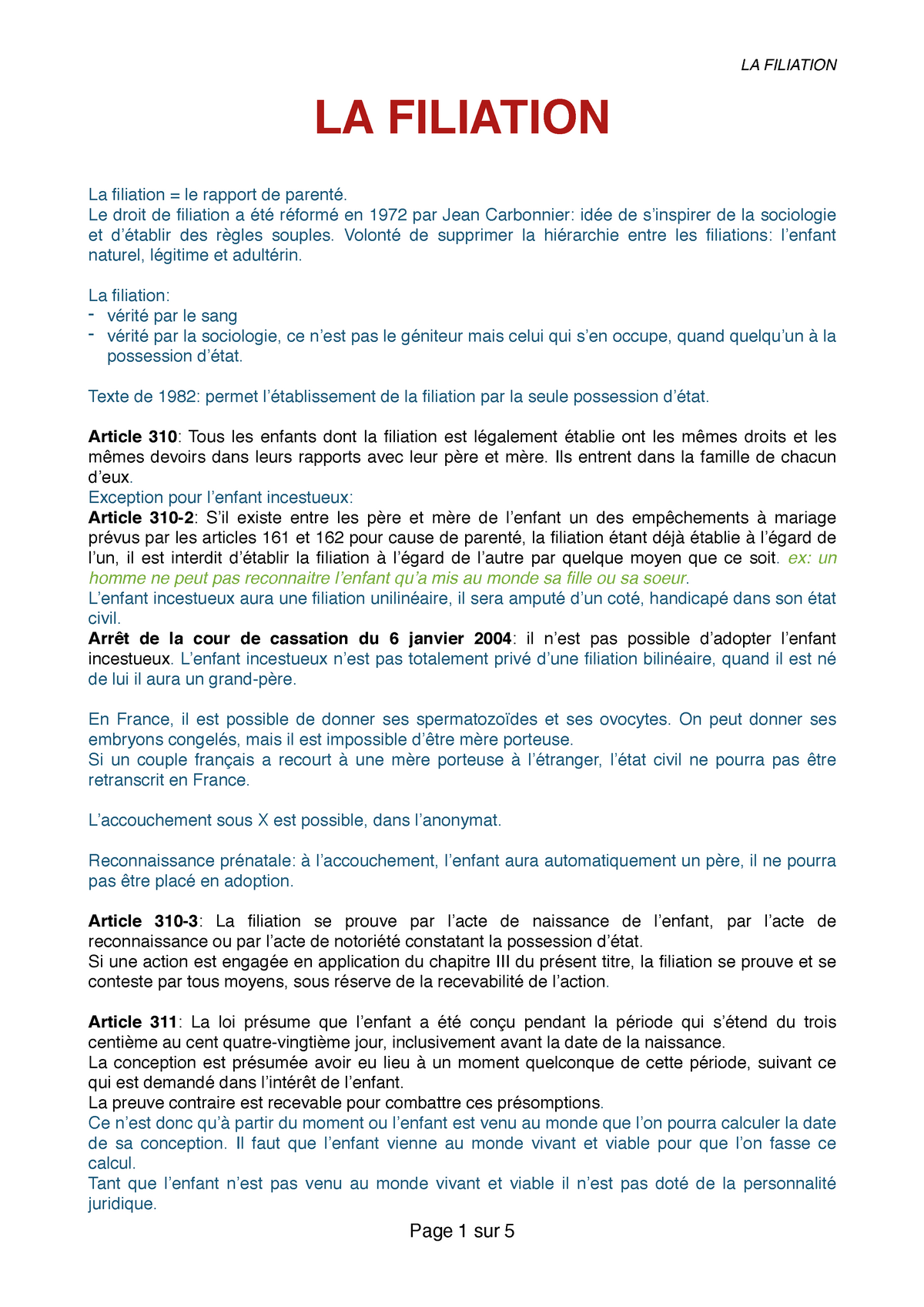 dissertation sur la filiation pdf