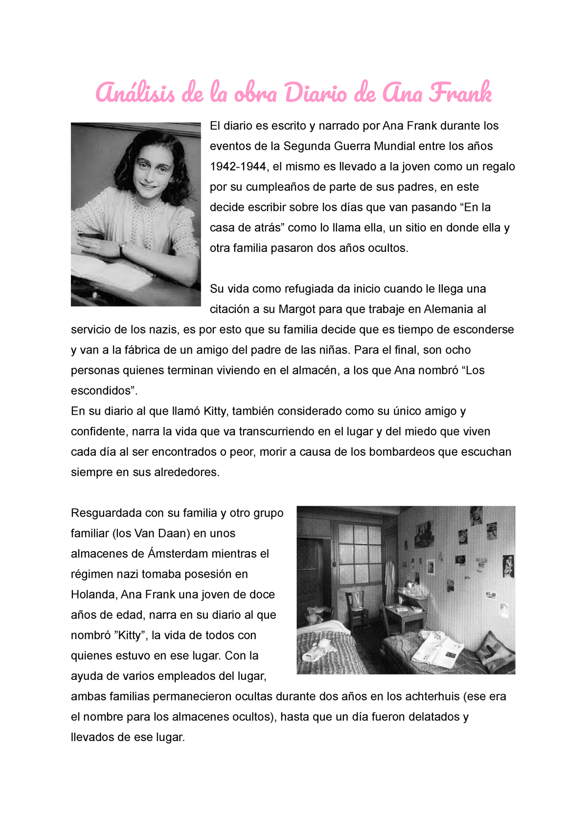 Análisis De La Obra Diario De Ana Frank - Análisi D L Obr Diari D An ...