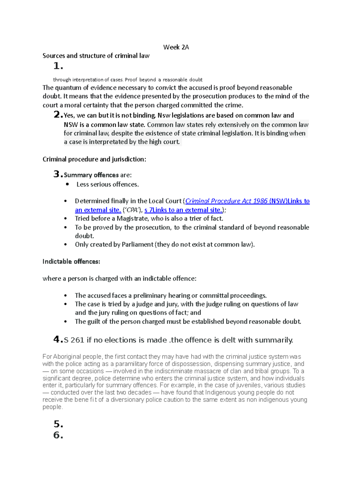 Week 2A - notes - Week 2A Sources and structure of criminal law 1 ...