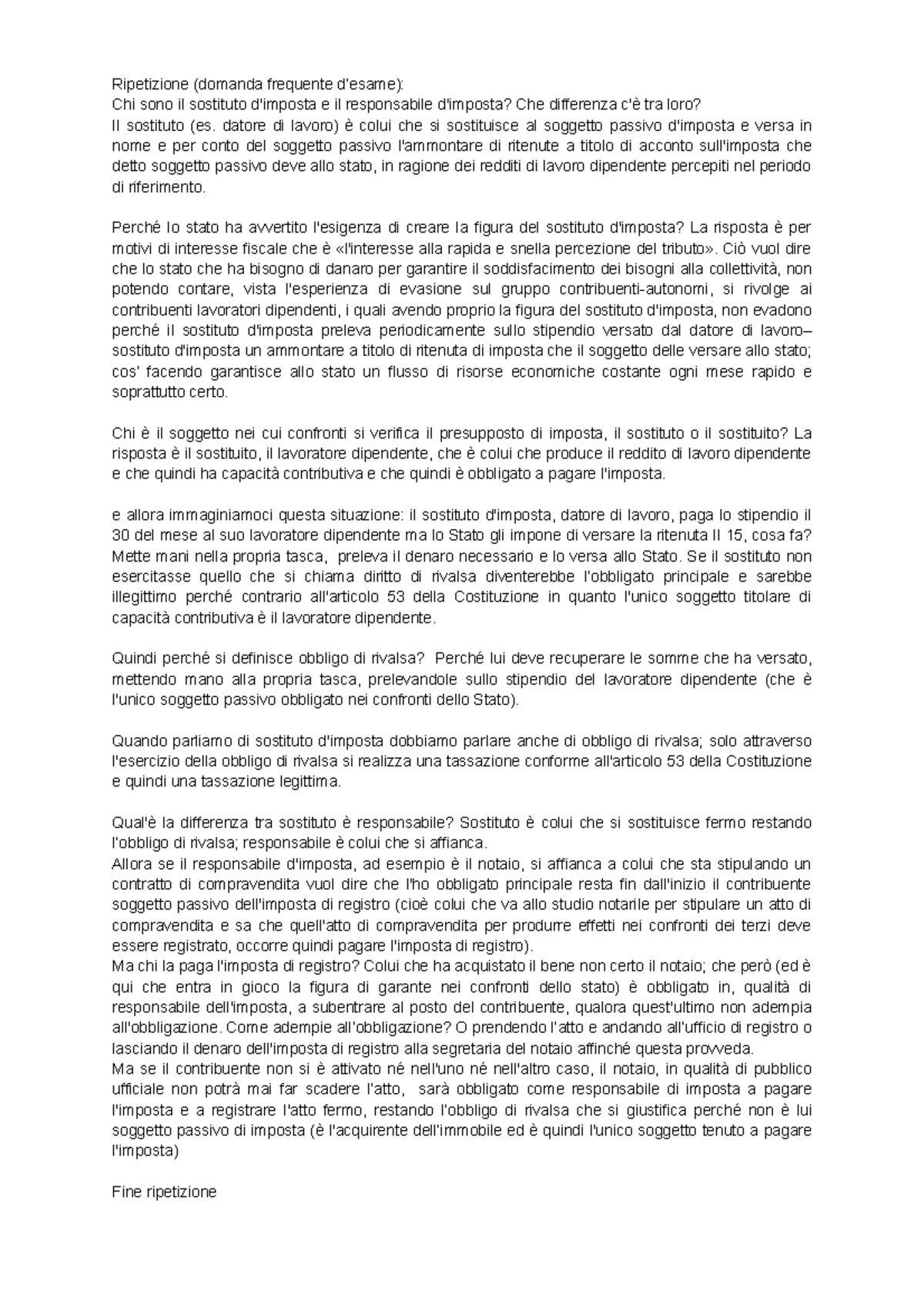 Ripetizione sostituto e responsabile d'imposta Ripetizione (domanda frequente d’esame) Chi Ripetizione sostituto e responsabile d'imposta Ripetizione (domanda frequente d’esame) Chi
