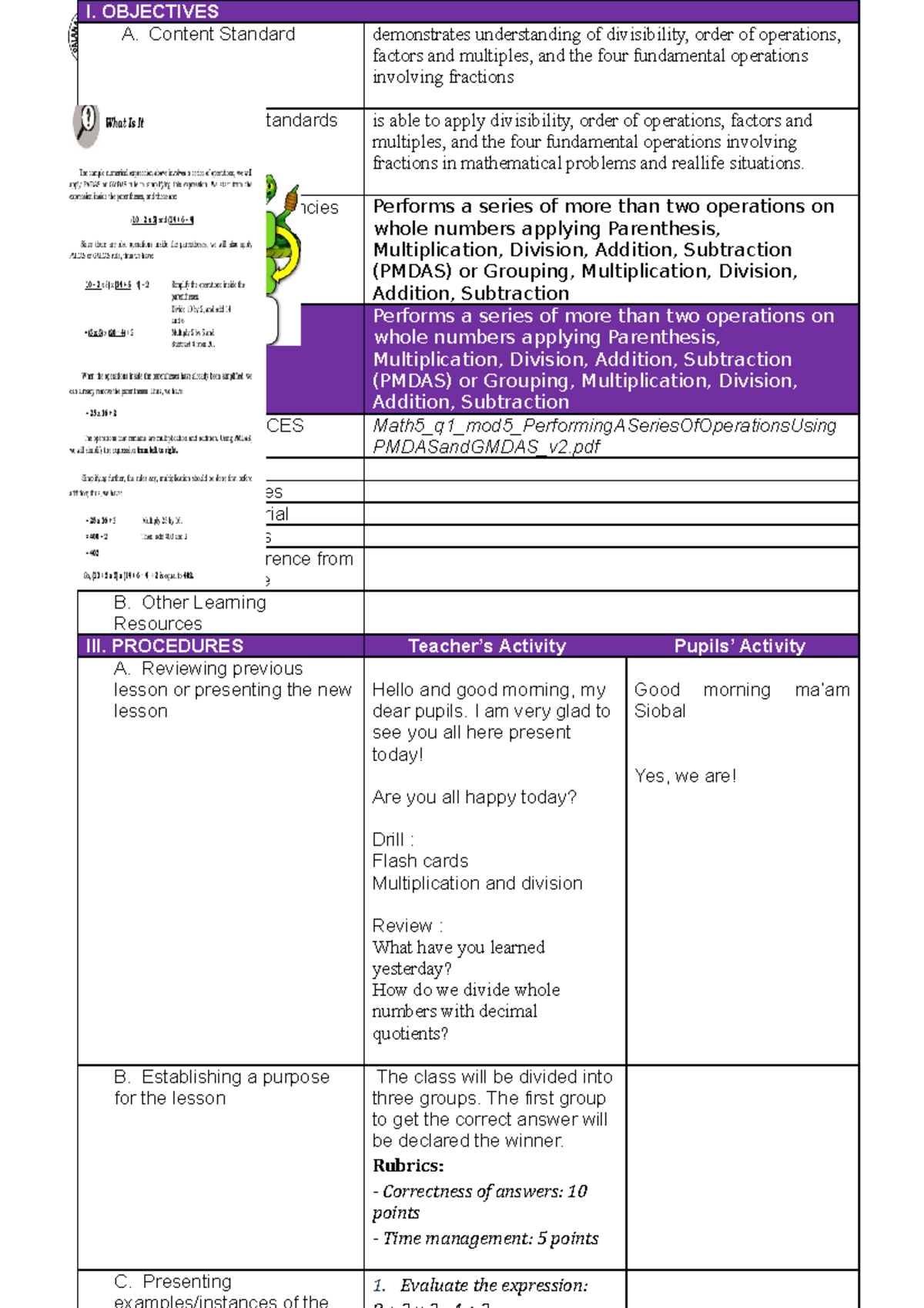 8wk gr6num wk5d5 Siobal - DETAILED LESSON PLAN School PALANAN ...