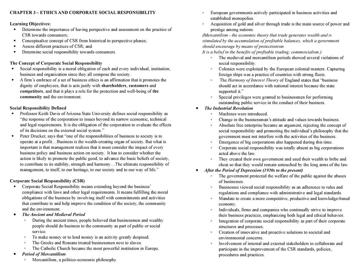 Chapter 3 Lecture Notes For Good Governance And Social Responsibilities Chapter 3 Ethics 1992