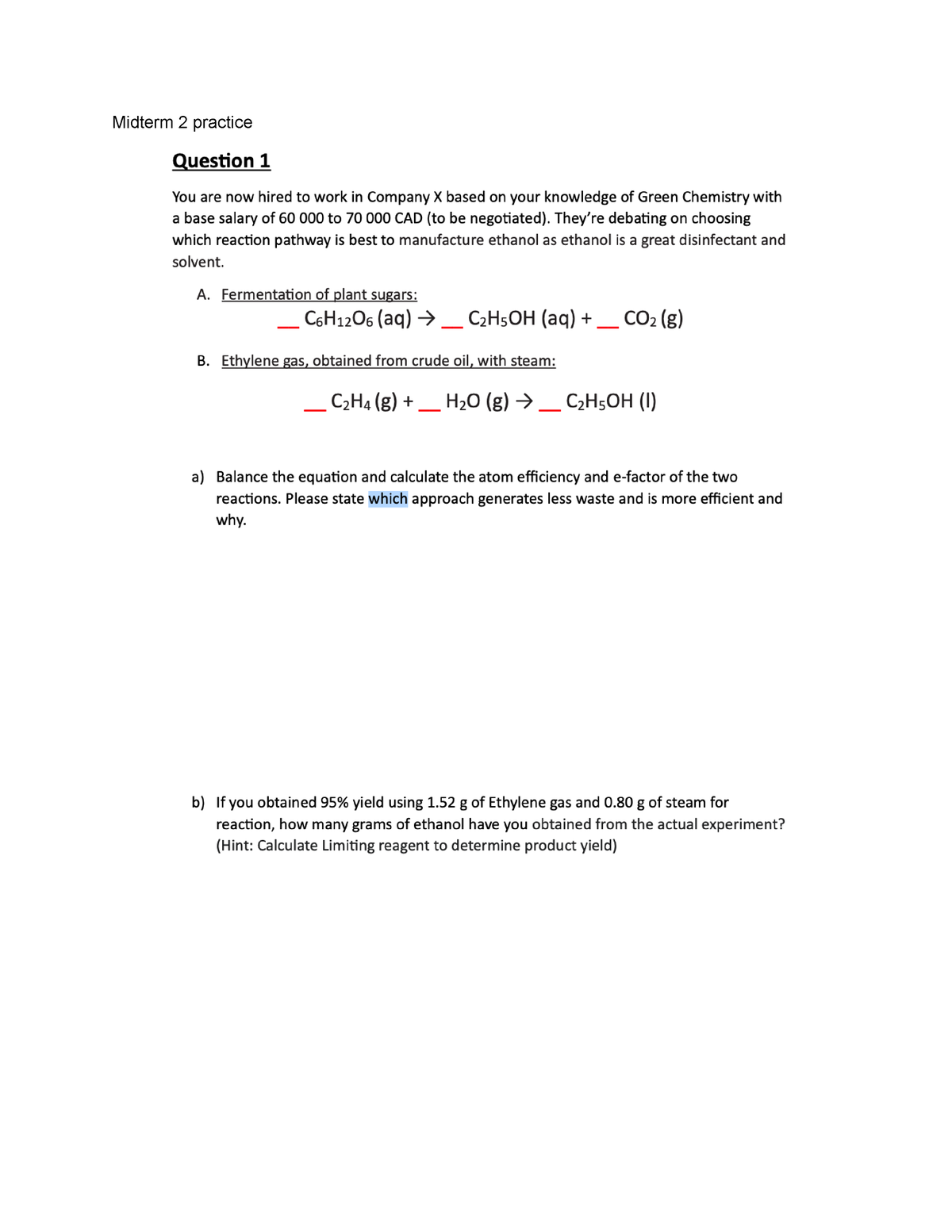 Chem 121 practice questions CHEM 121 Midterm 2 practice Studocu