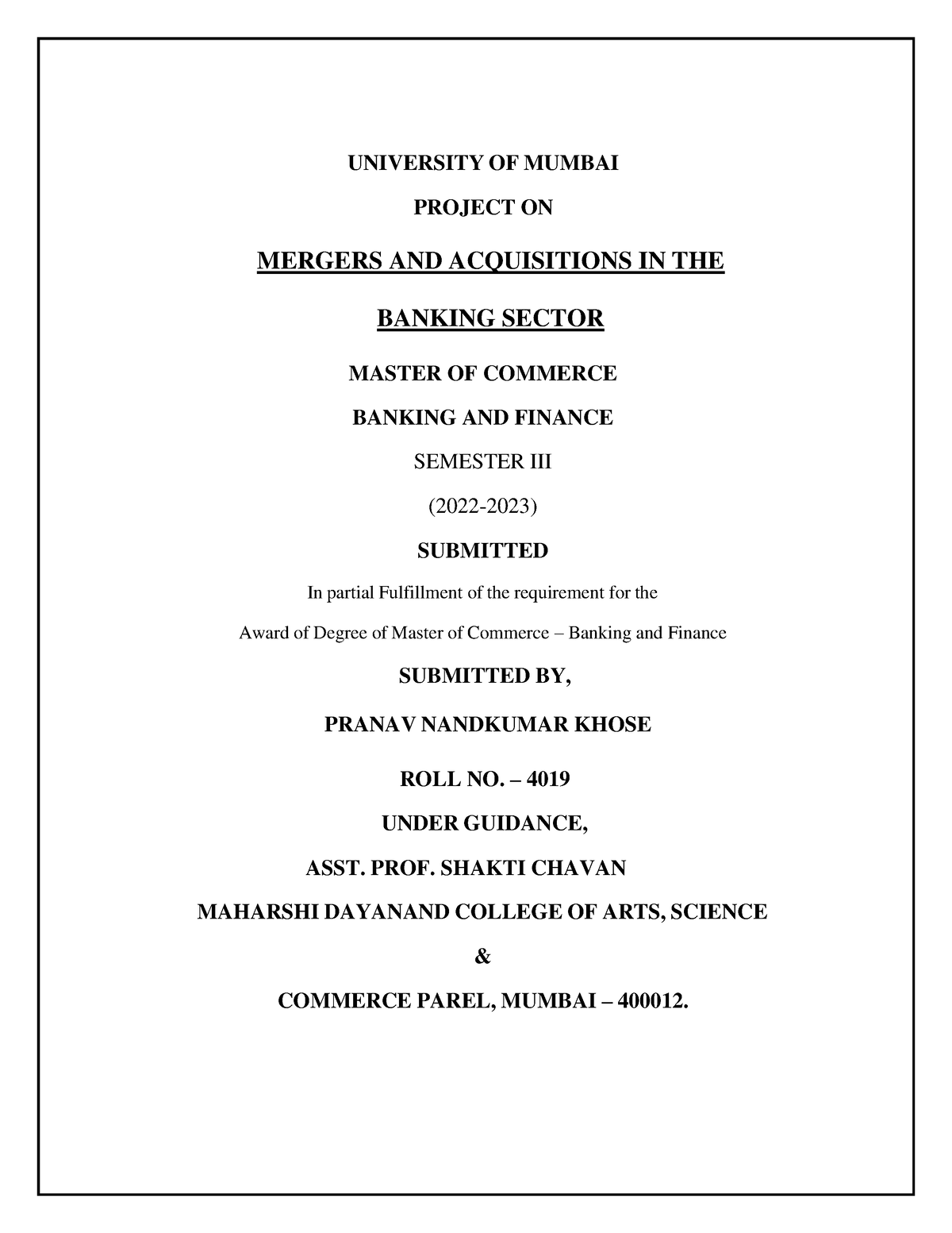 mergers and acquisitions in banking sector dissertation