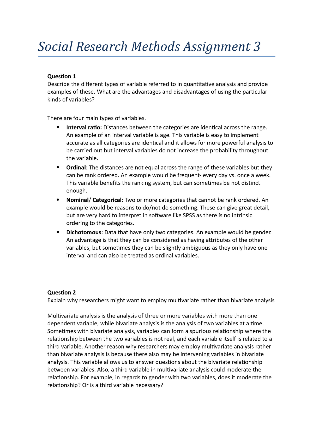 Social Research Methods Assignment 3 - What Are The Advantages And ...