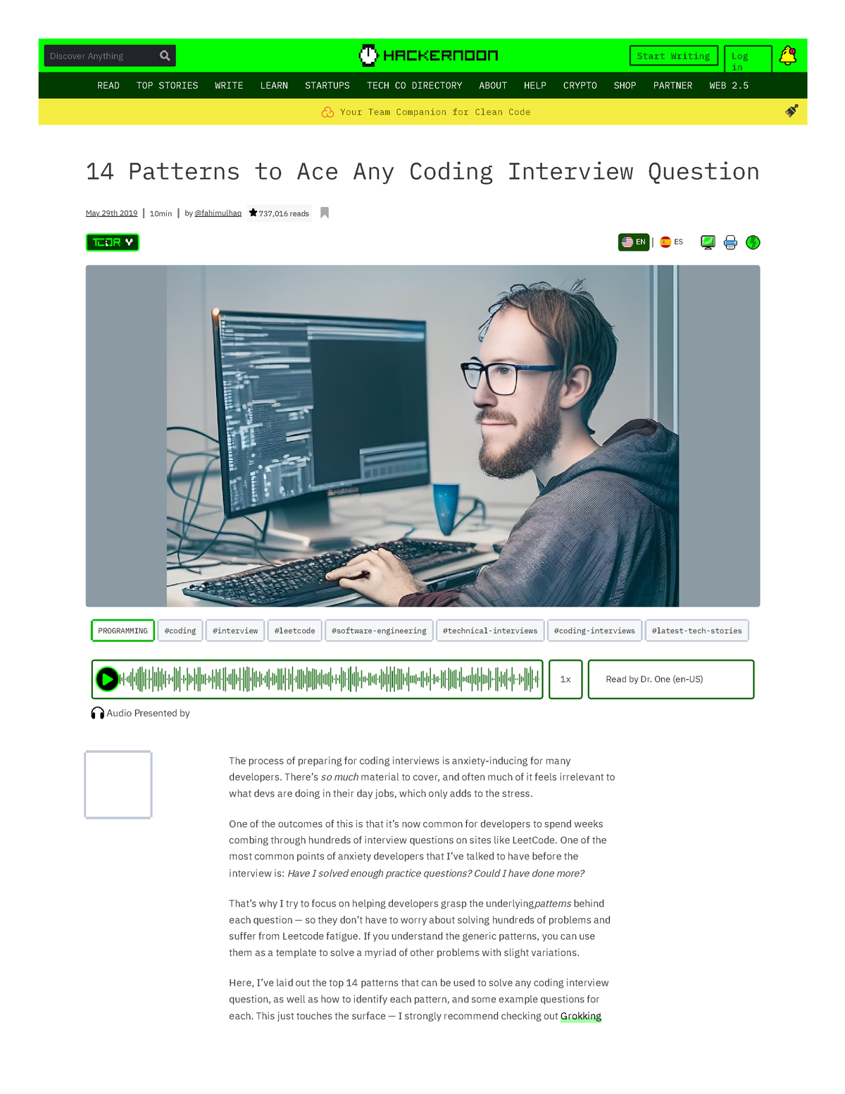 Hackernoon com 14 patterns to ace any coding interview question