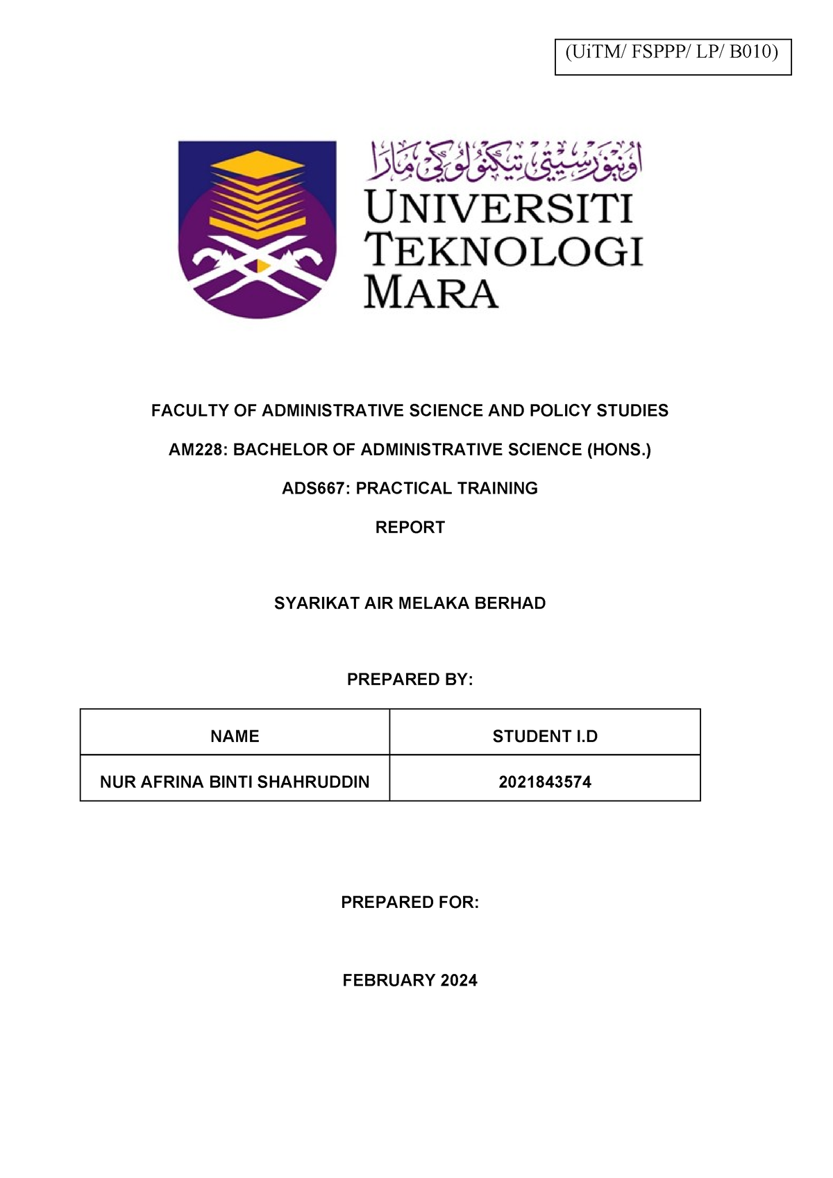 Practical Training Logbook 2024 FACULTY OF ADMINISTRATIVE SCIENCE AND   Thumb 1200 1697 