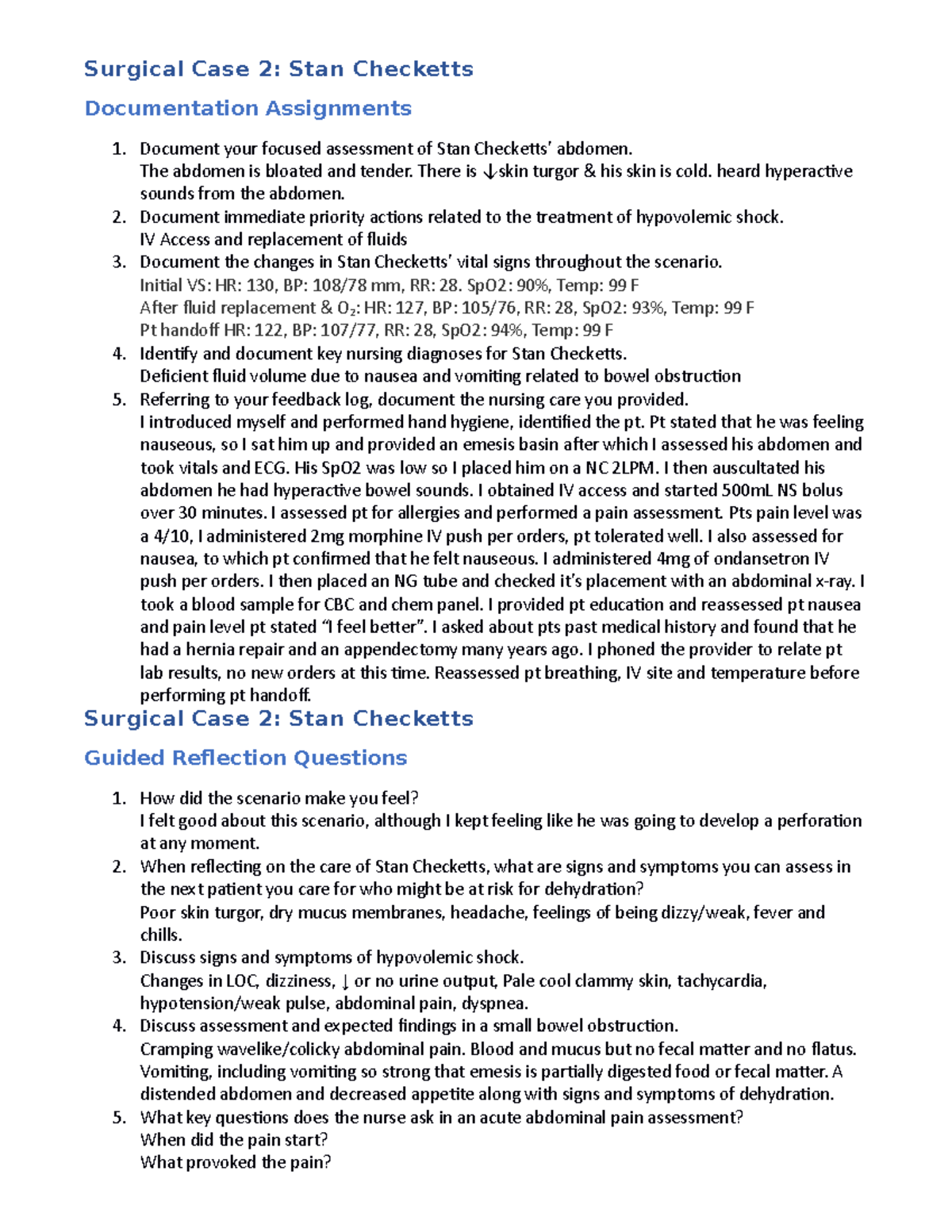 V Sim Stan Cheketts Doc and Questions - Surgical Case 2: Stan Checketts ...